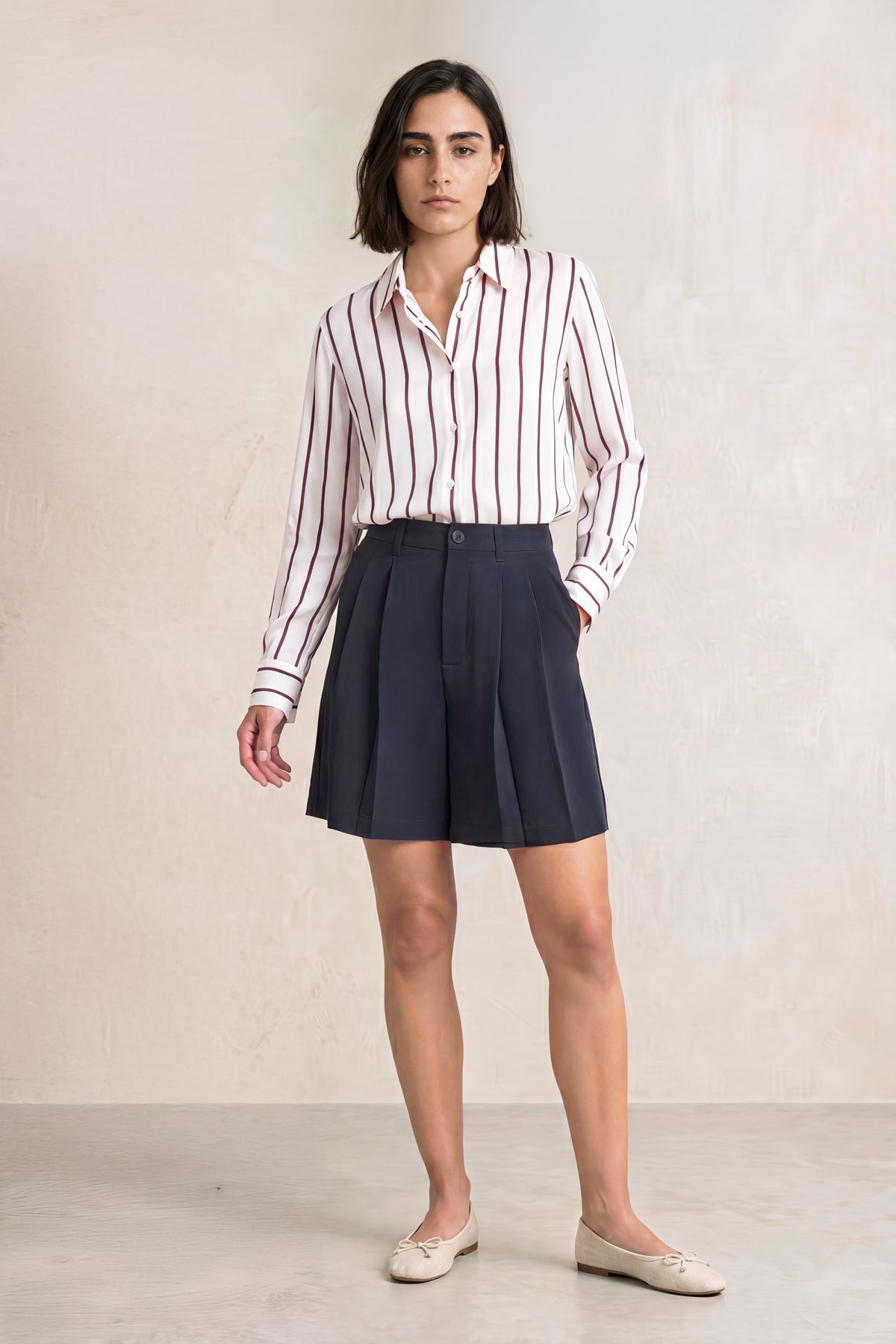 Camisa oversized mujer rayas moradas