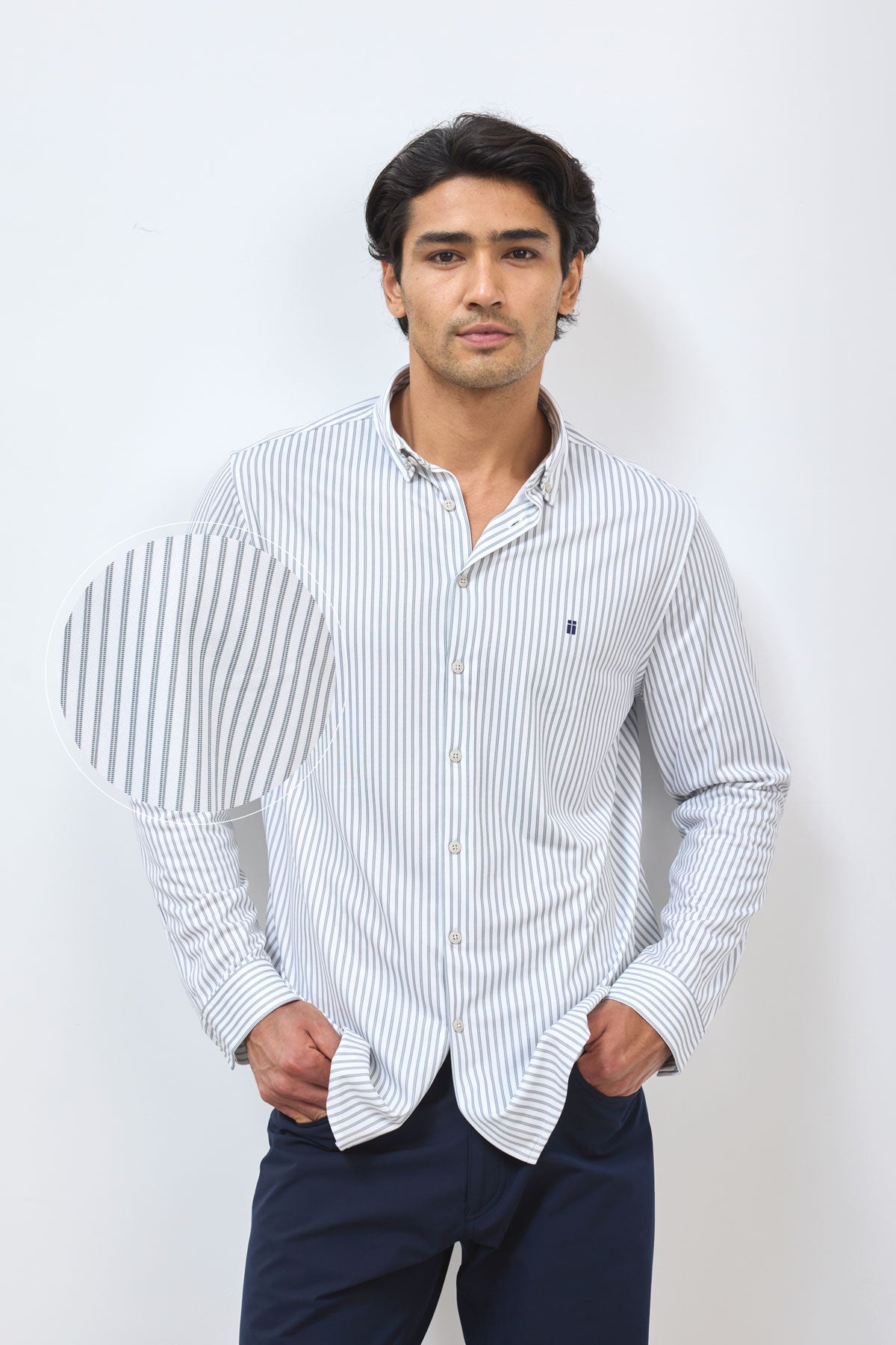 Men's casual shirt with jacaranda blue stripes print, regular fit