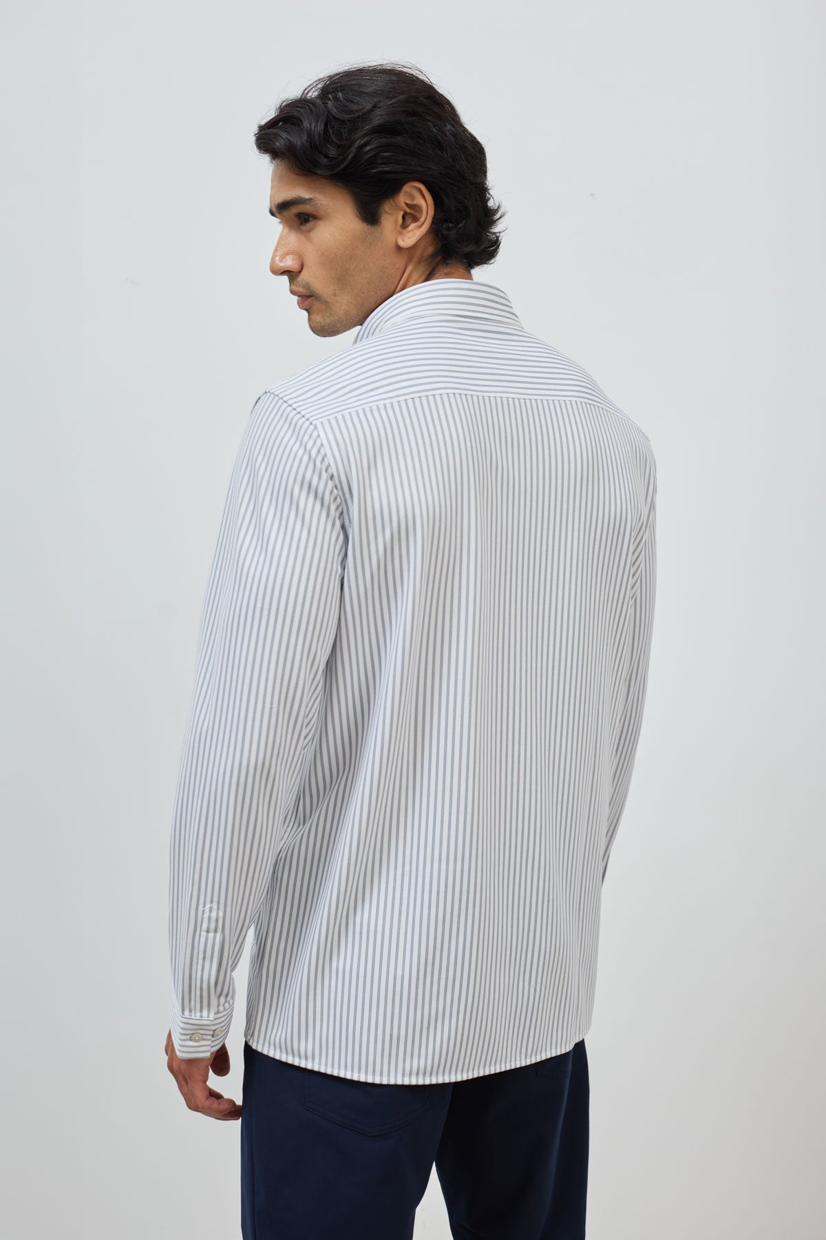 Men's casual shirt with jacaranda blue stripes print, regular fit