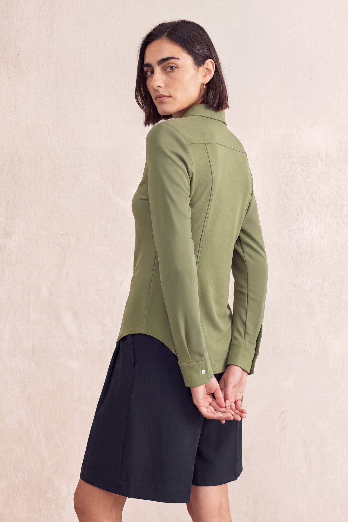 Women's green slim fit shirt
