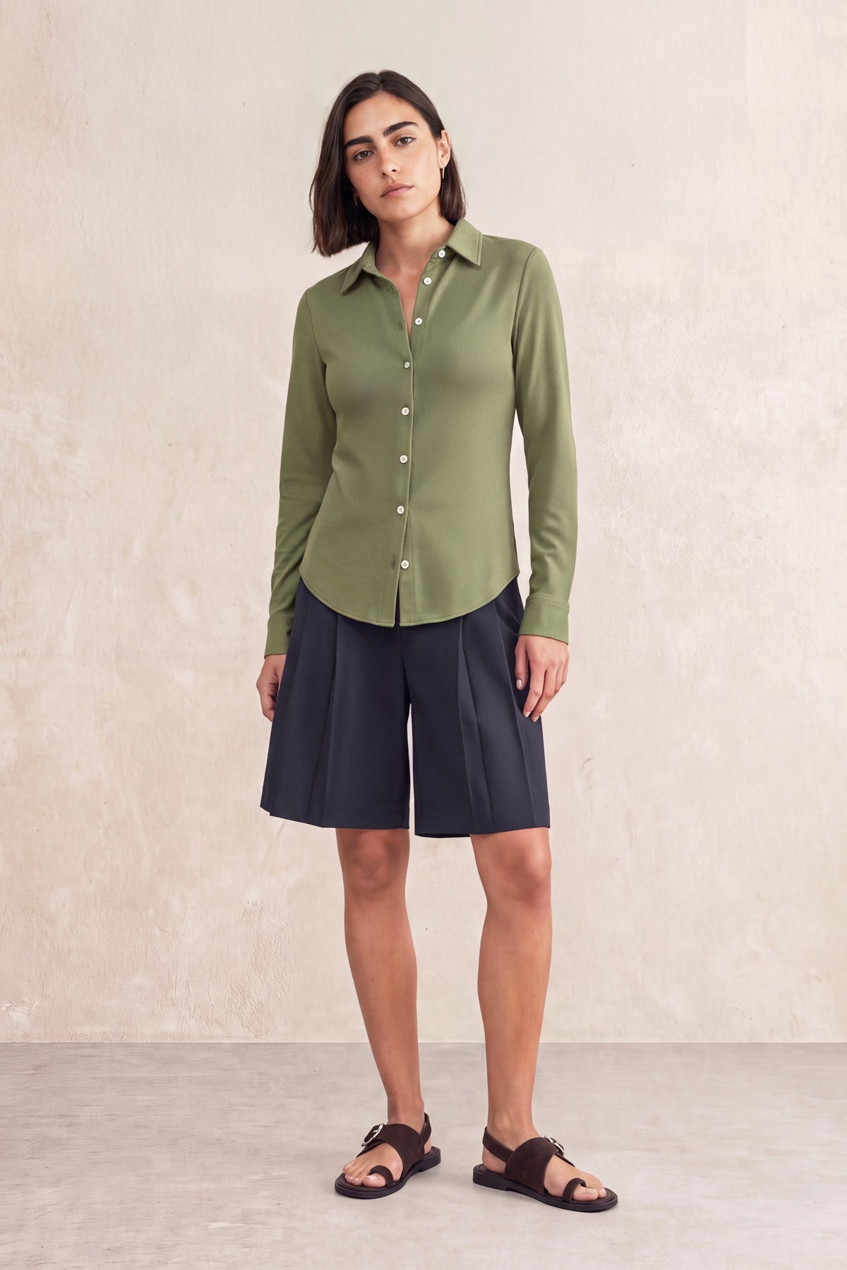 Women's green slim fit shirt