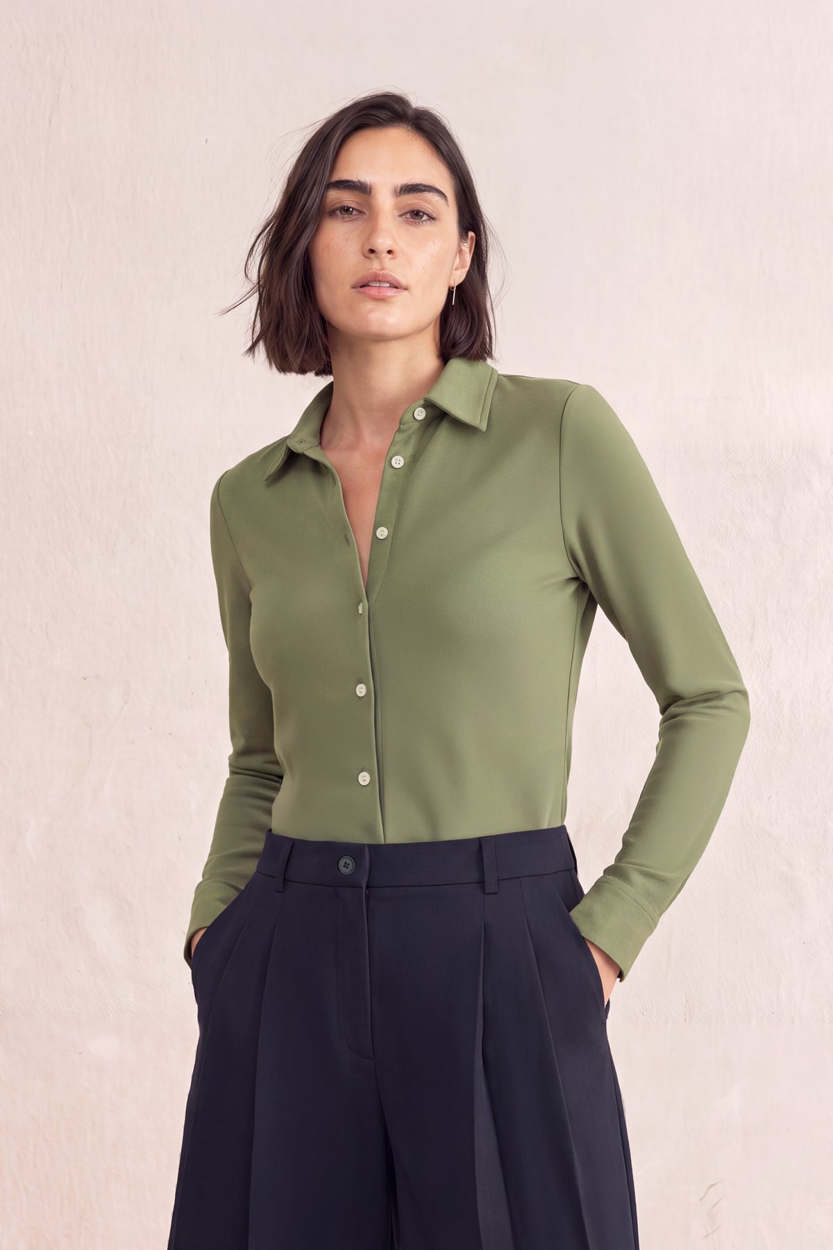 Women's green slim fit shirt