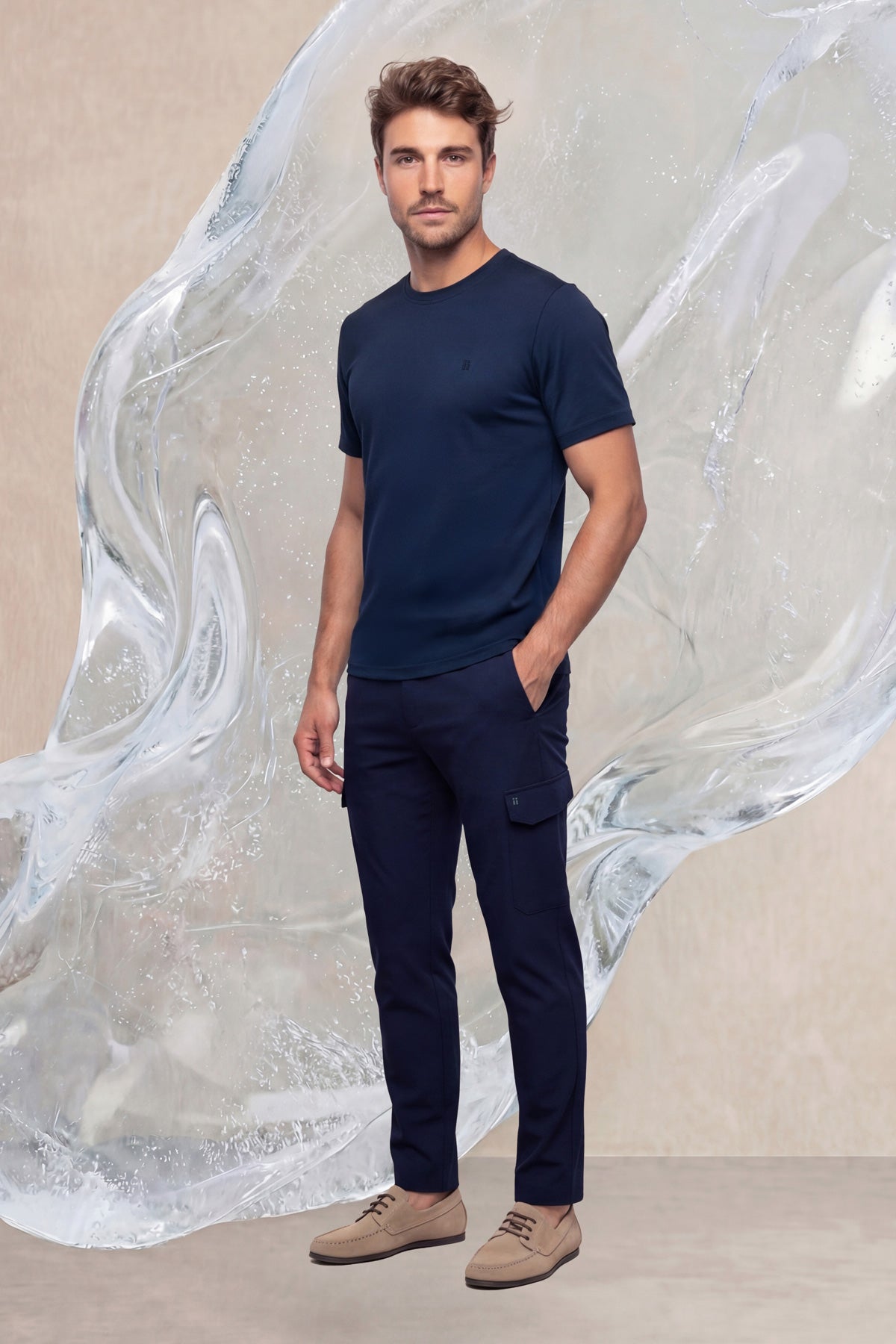Camiseta hombre azul marino Ice