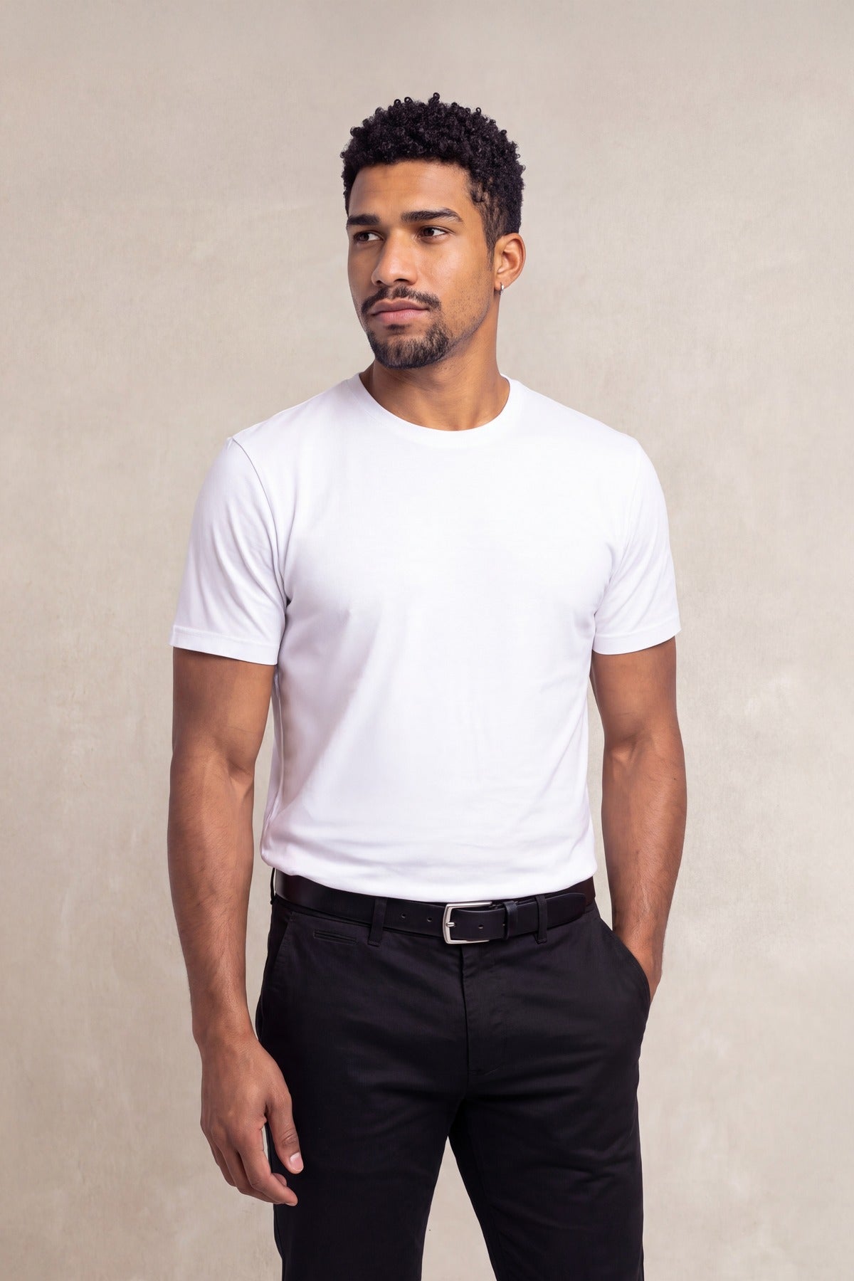 Men's White Soft Light Crew Neck T-Shirt