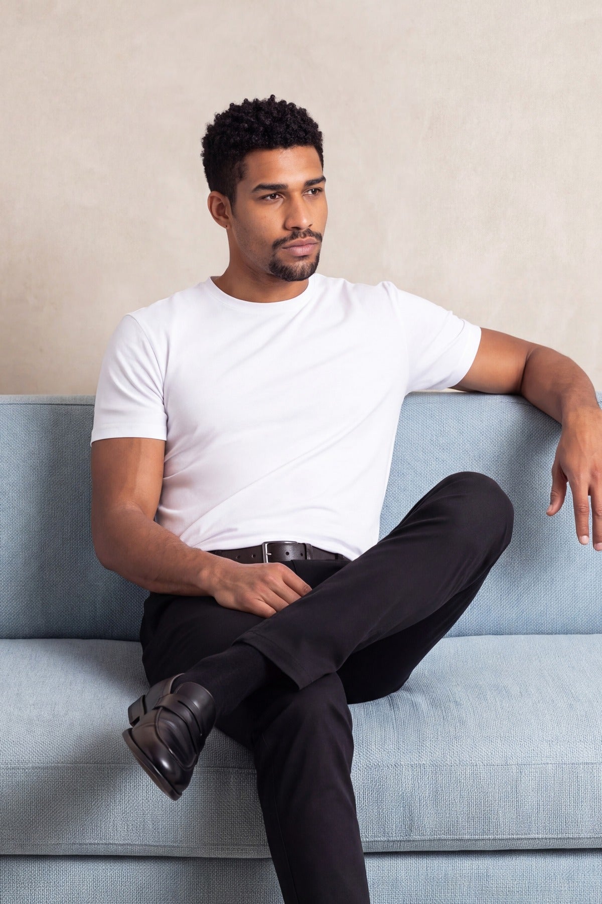 Men's White Soft Light Crew Neck T-Shirt