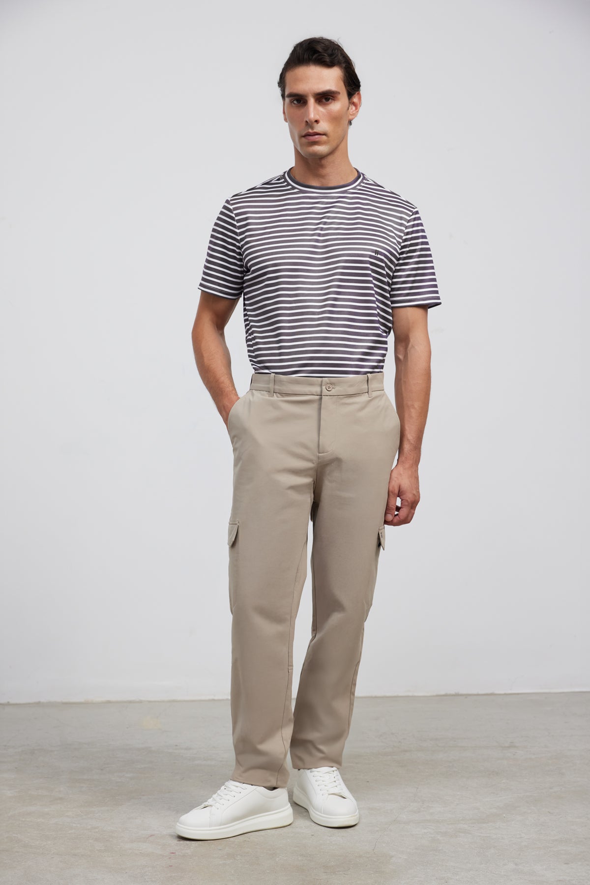 camiseta cuello redondo estampado rayas ciruela soft cuerpo entero 