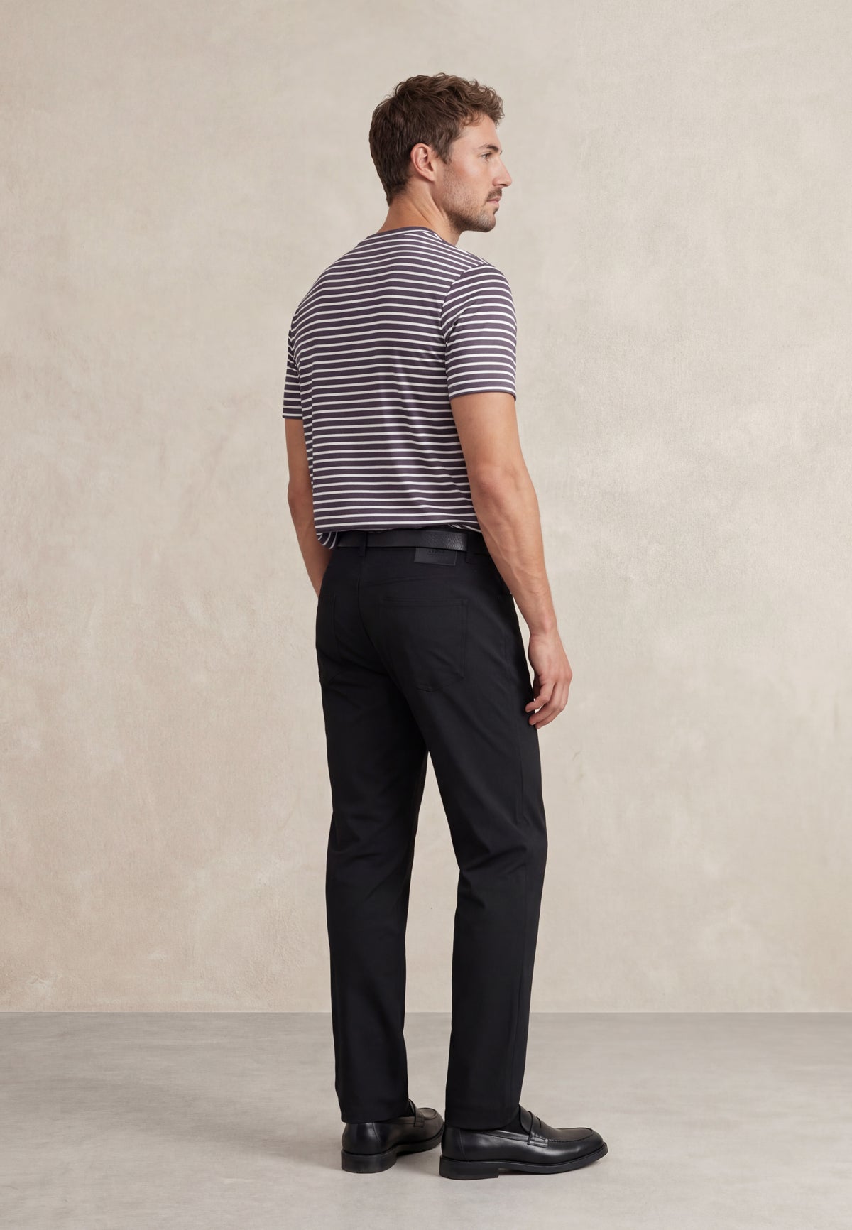 Men's round neck T-shirt with plum striped print Soft