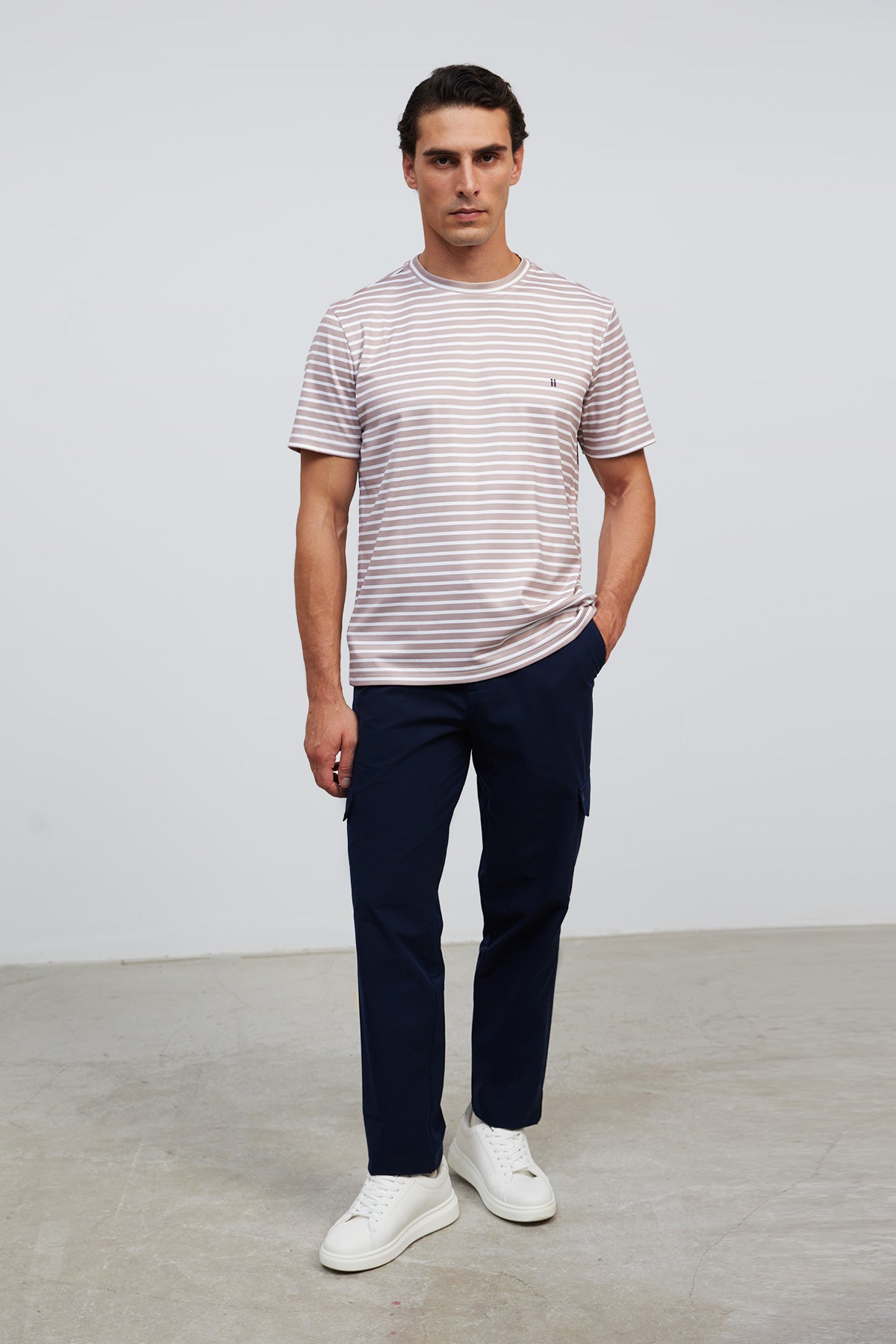 camiseta cuello redondo estampado rayas rosa soft cuerpo entero 