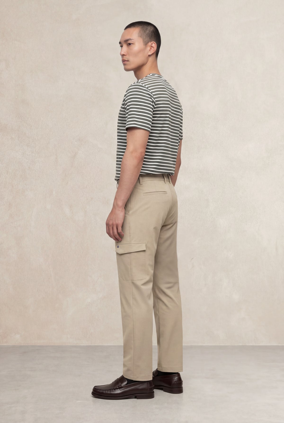 T-shirt de homem gola redonda com estampa listrada verde Soft