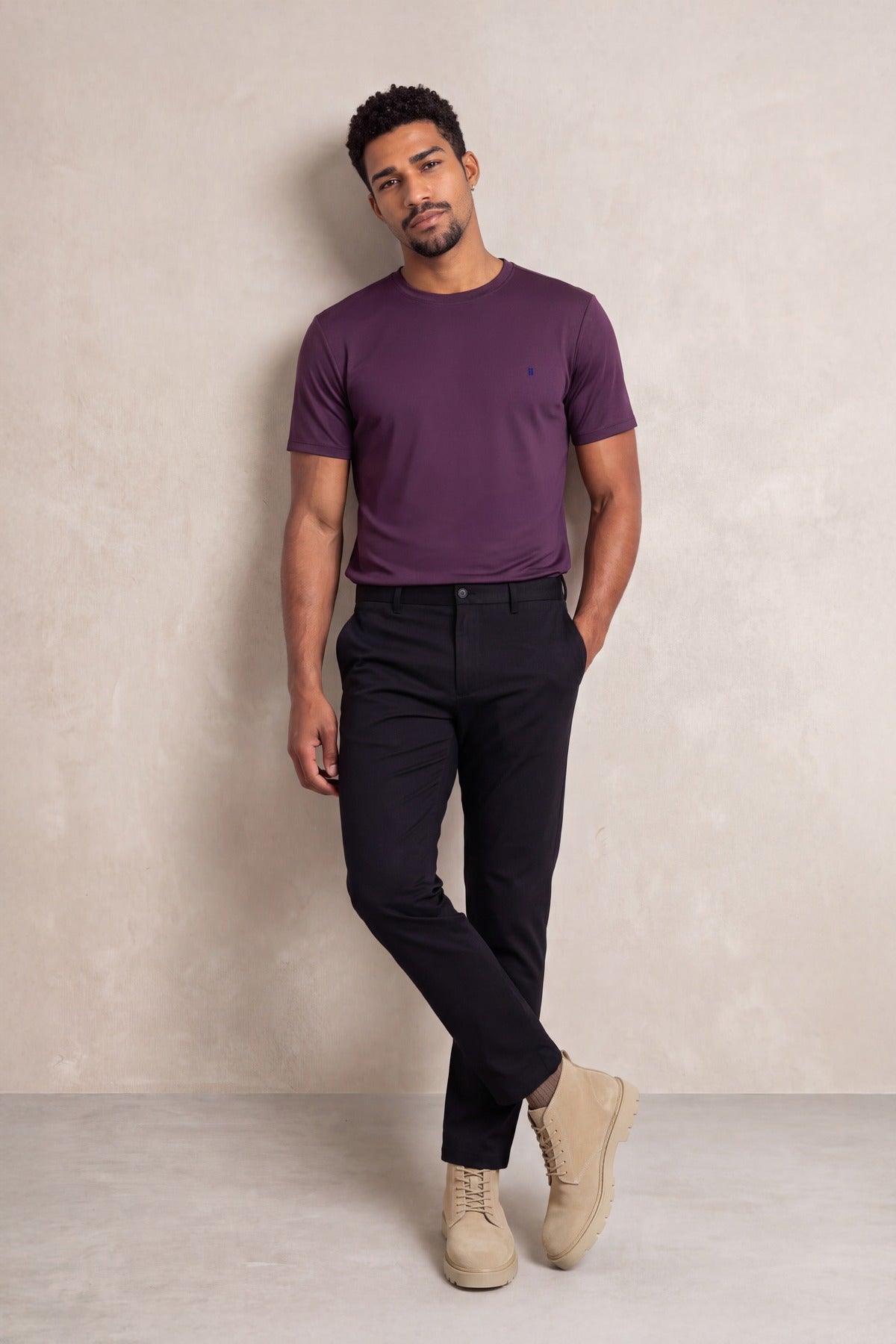 Camiseta hombre cuello redondo morado Soft