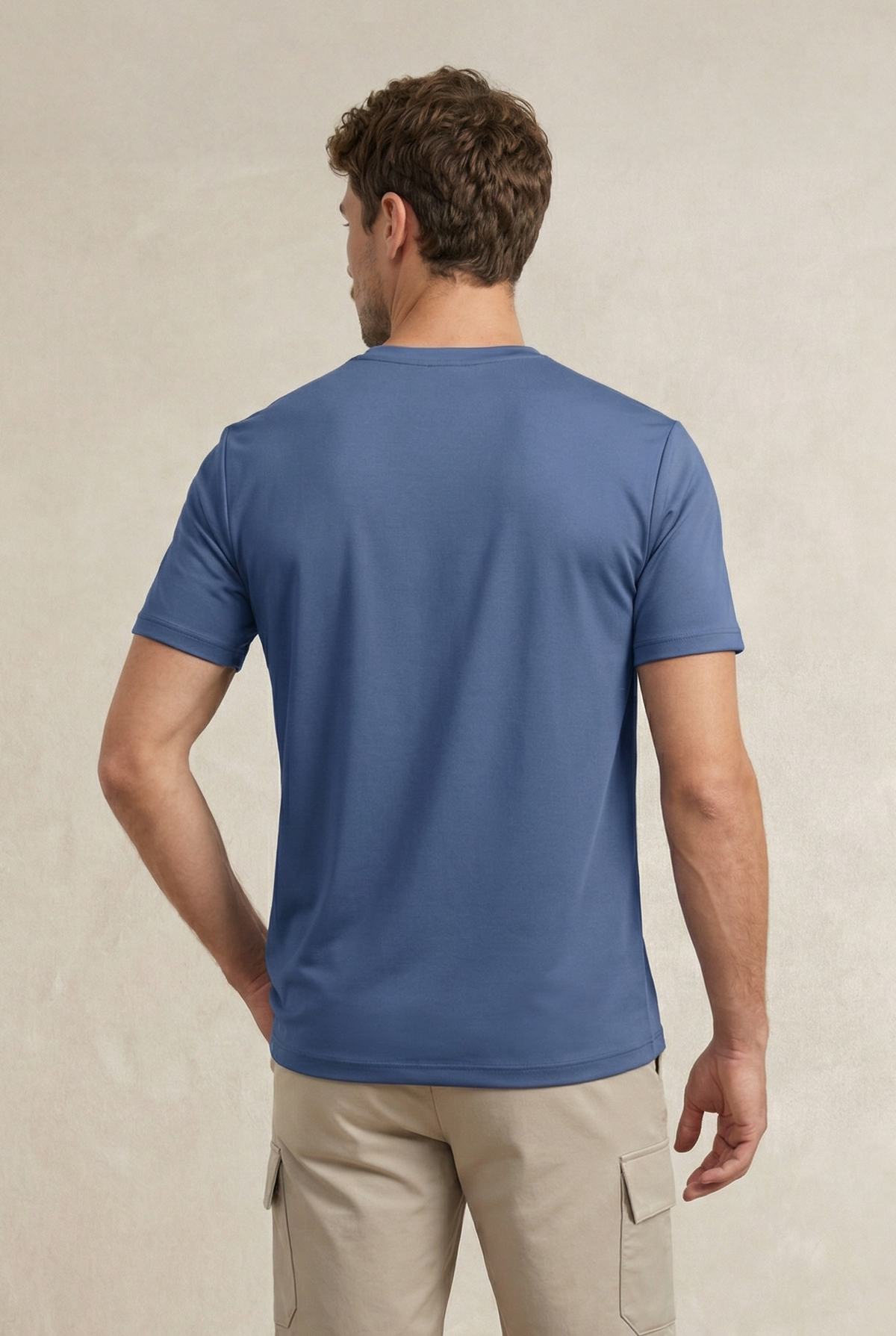 Camiseta hombre cuello v azul indigo Soft