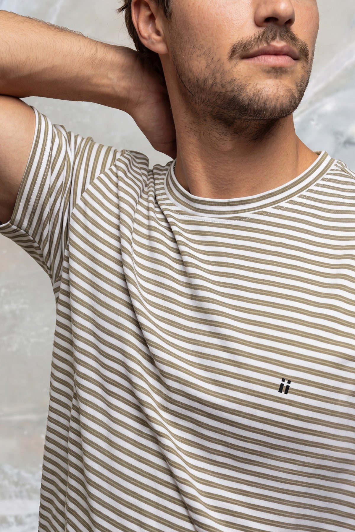 Men's T-shirt with beige stripe print Ice