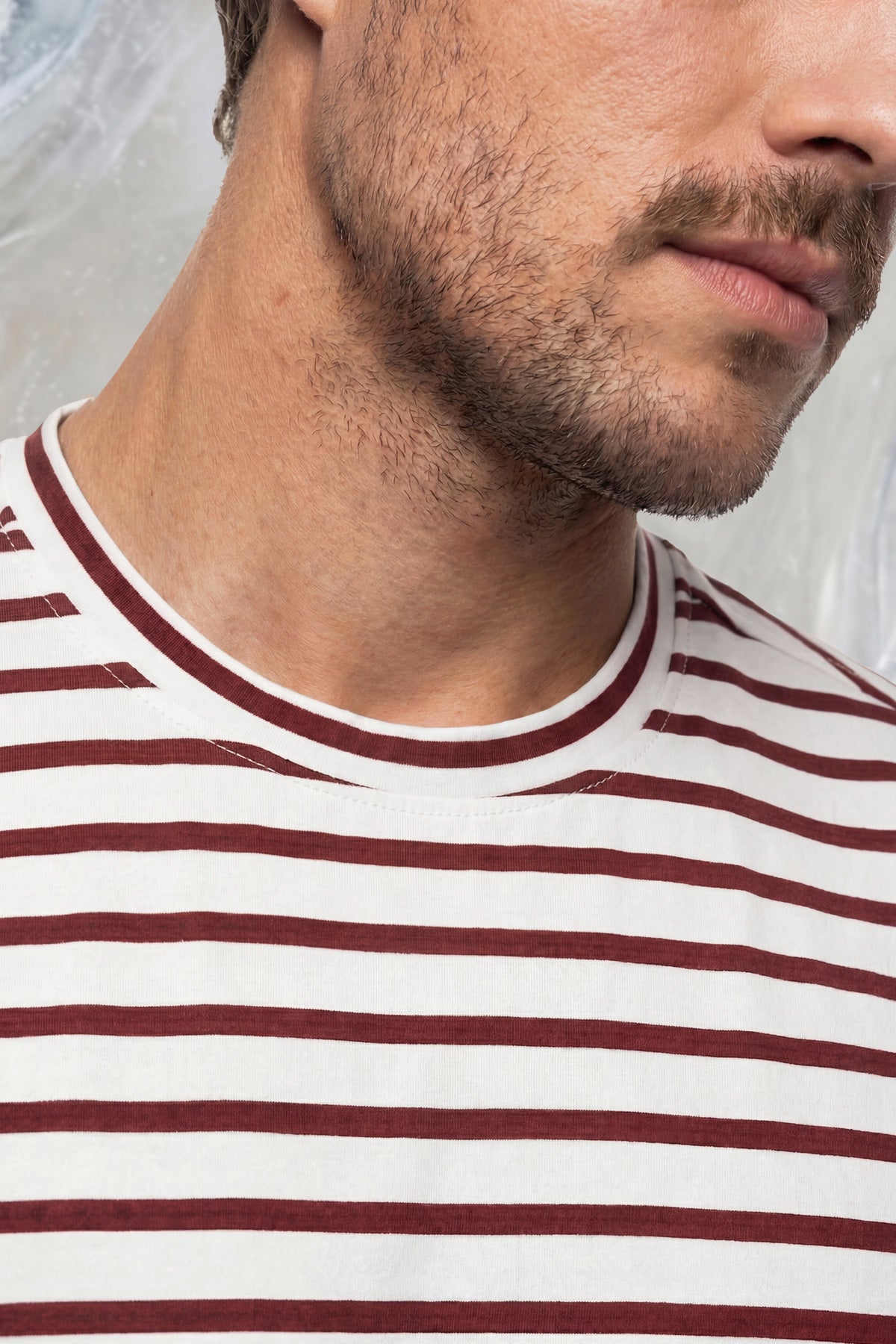 Men's T-shirt, brown striped print, Ice