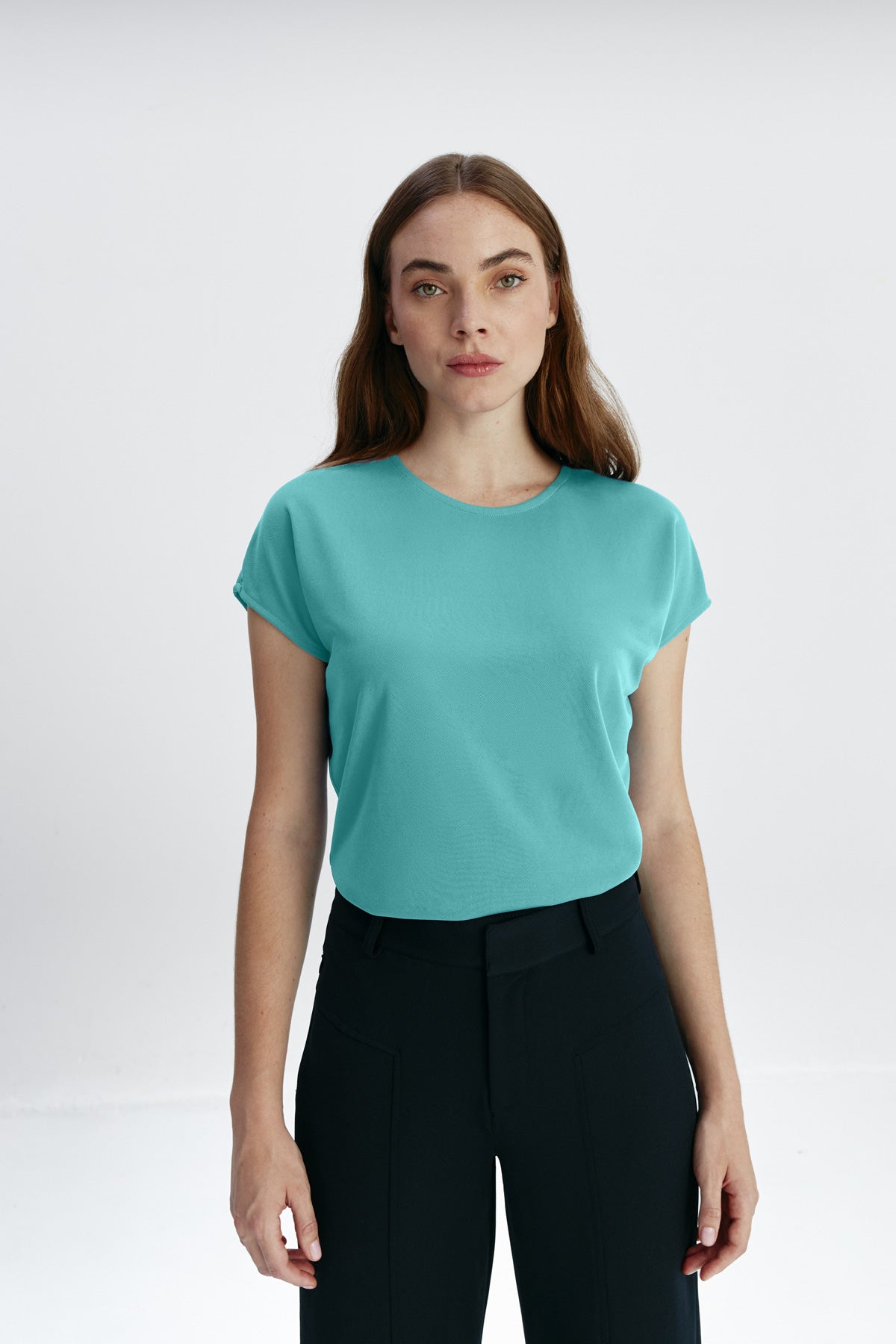 Women's kimono T-shirt chlorophyll green