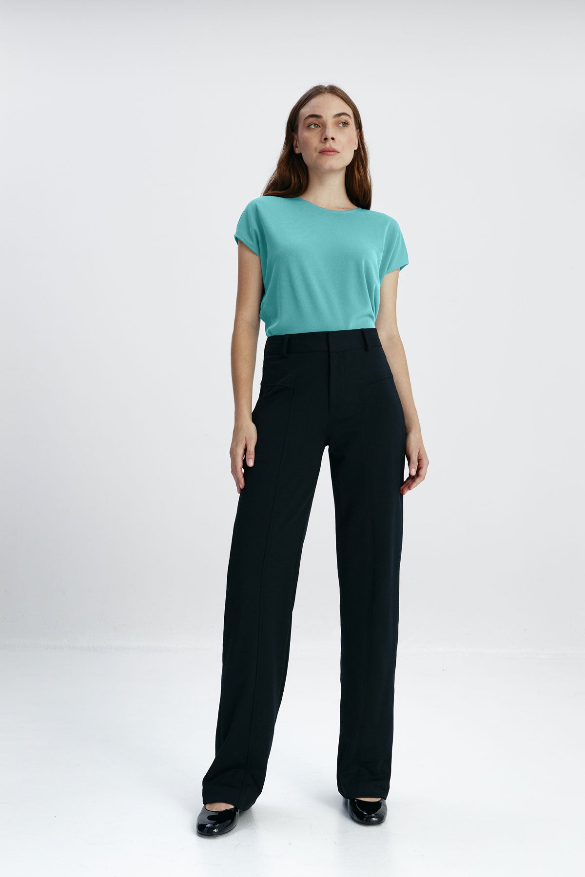 Women's kimono T-shirt chlorophyll green