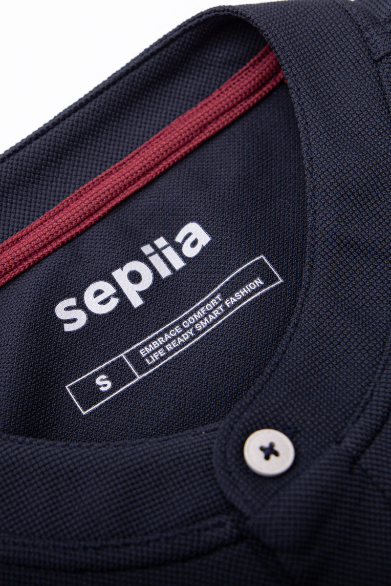 Camiseta polo henley hombre azul marino Ranger