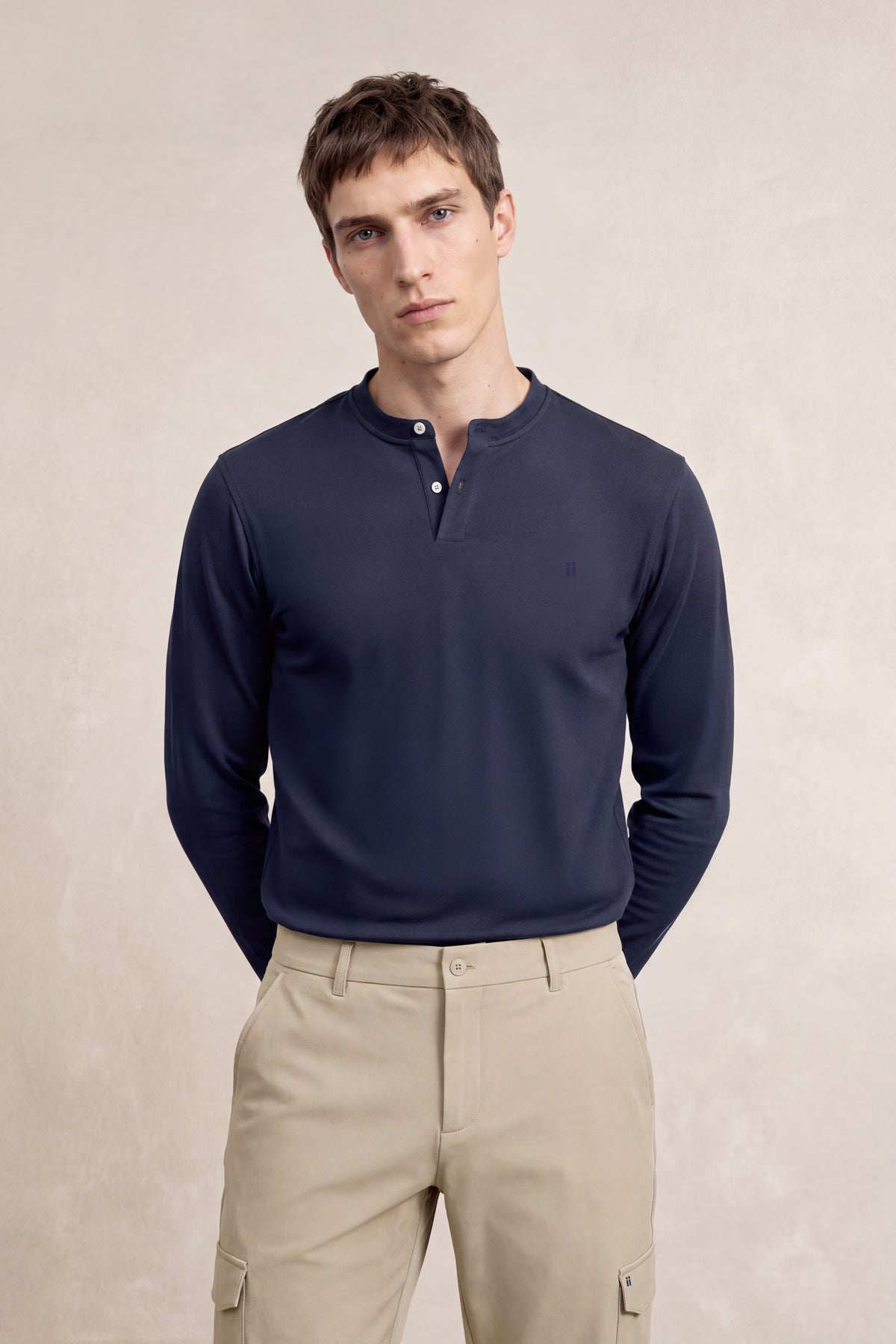 Men's Navy Blue Henley Polo Shirt Ranger