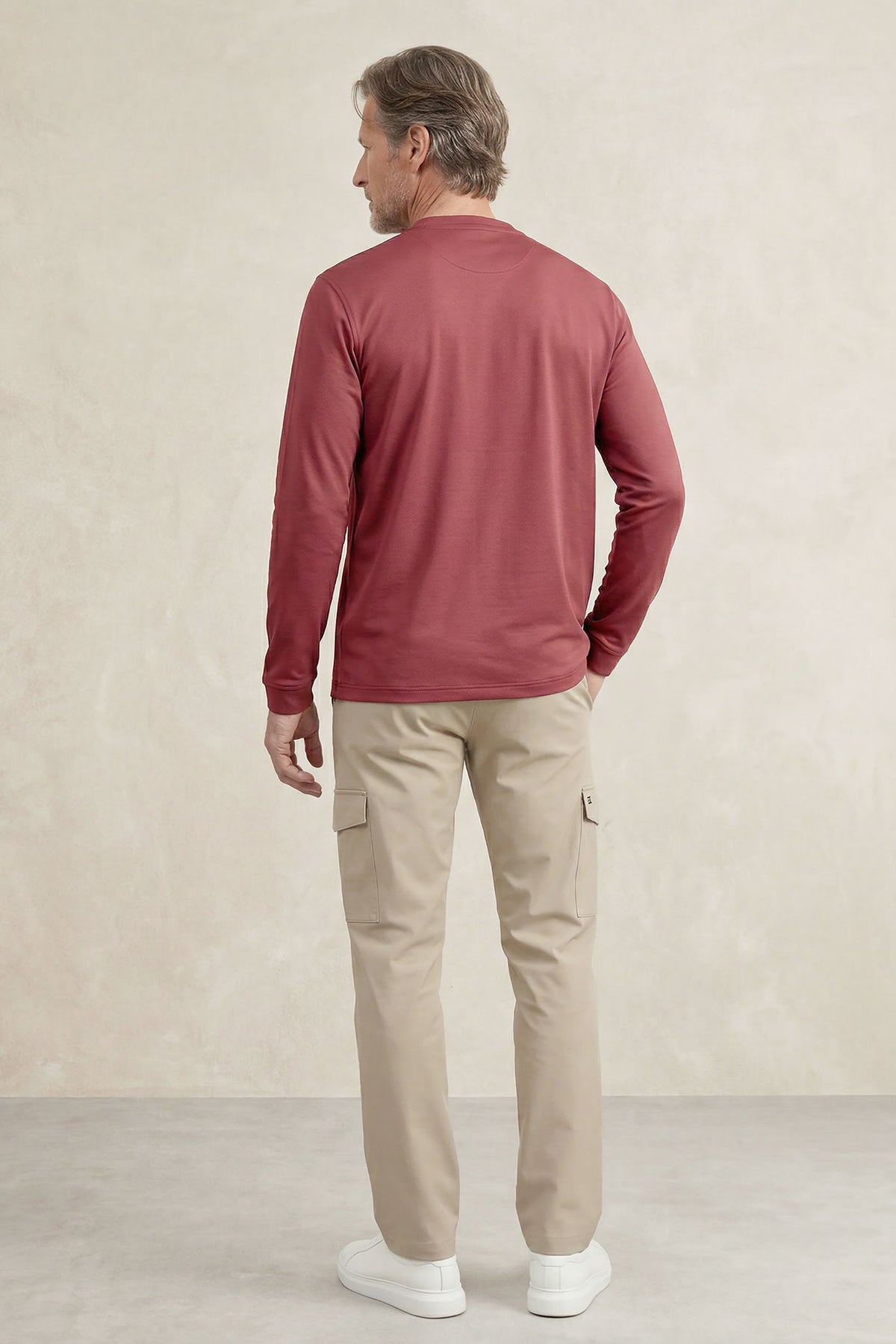 Camiseta polo henley hombre granate Ranger