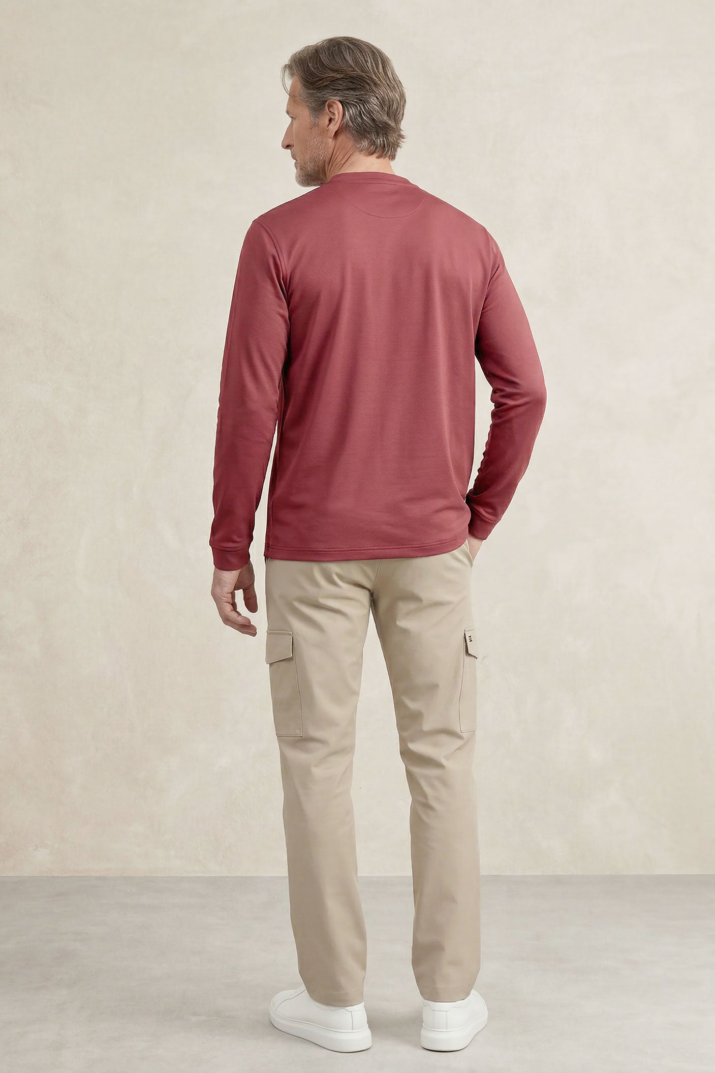 Camiseta polo henley hombre granate Ranger
