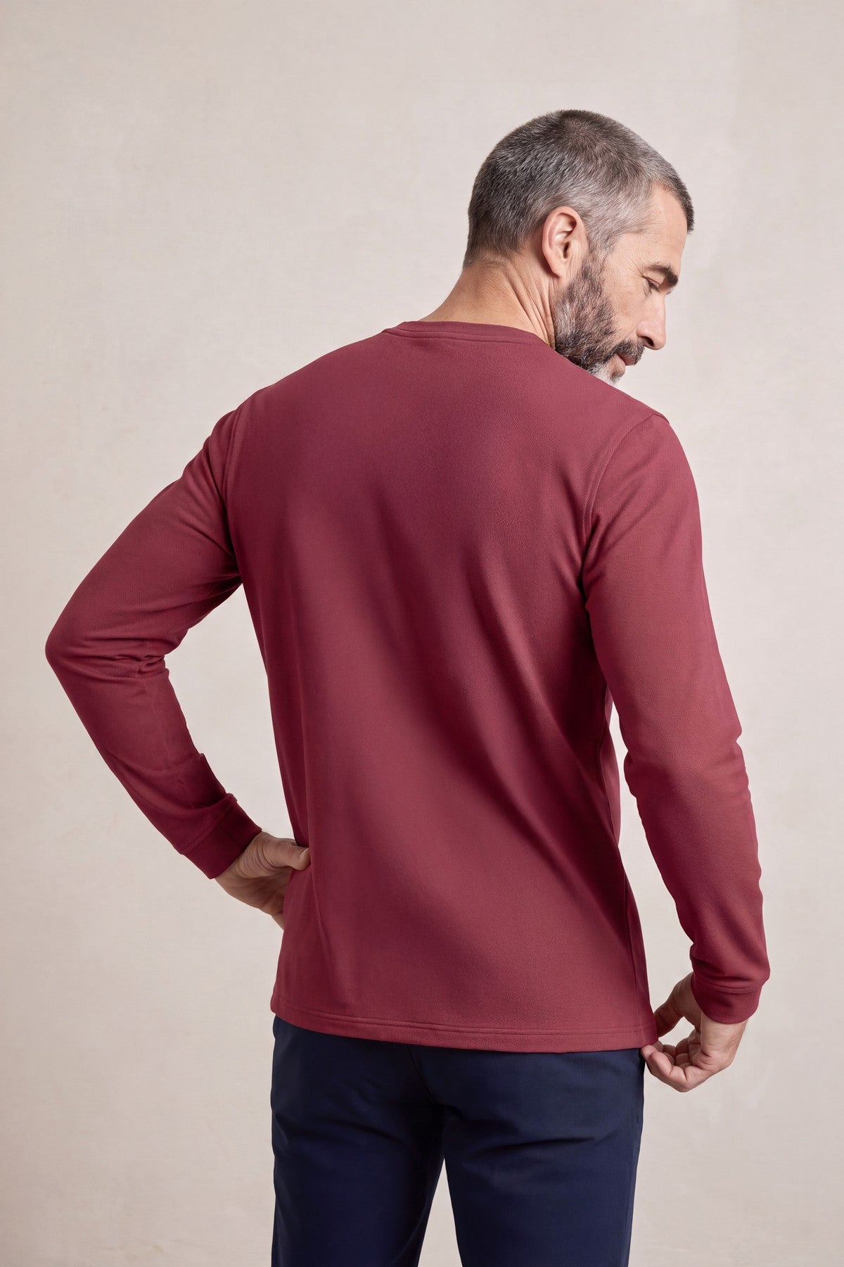Camiseta polo henley hombre granate Ranger