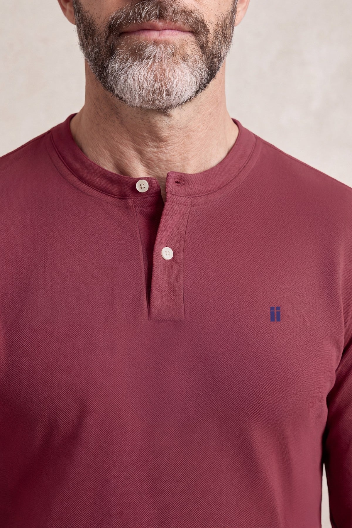 Camiseta polo henley hombre granate Ranger
