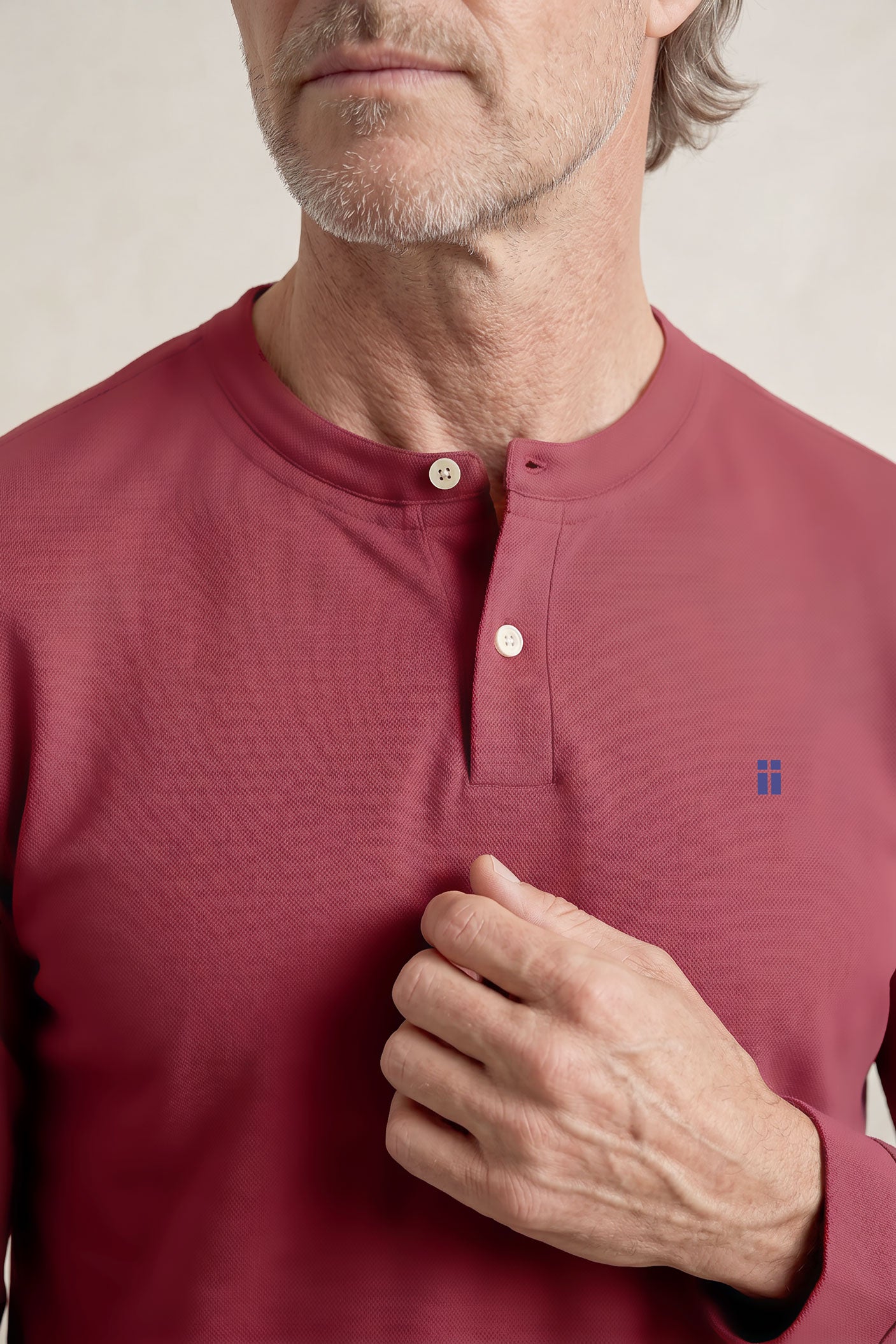 Camiseta polo henley hombre granate Ranger