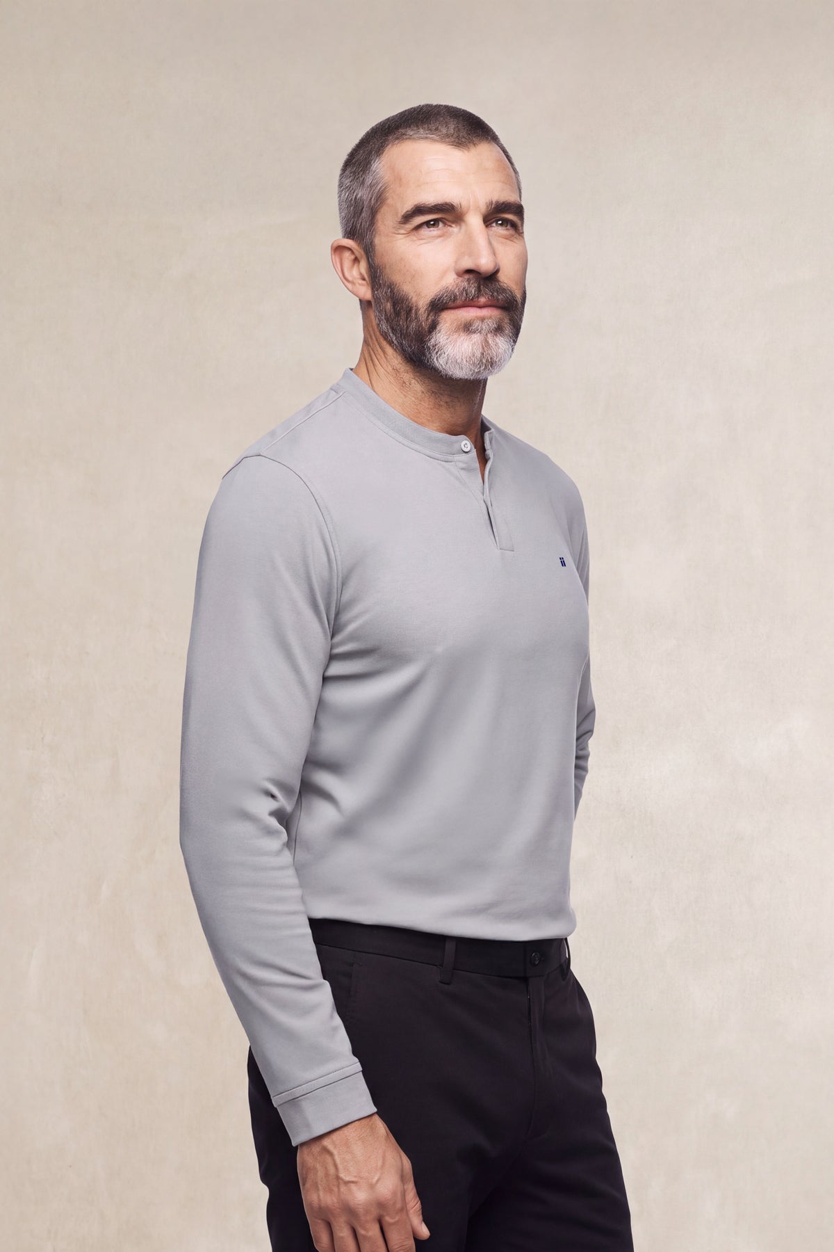 Camiseta polo henley hombre gris Ranger