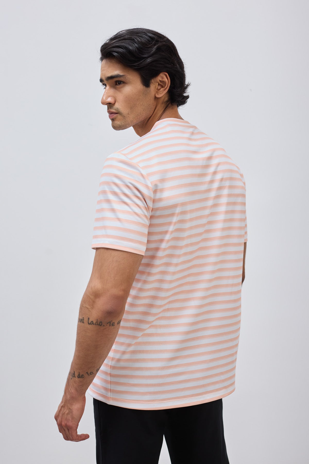 Men's T-shirt with orange sunset stripes print