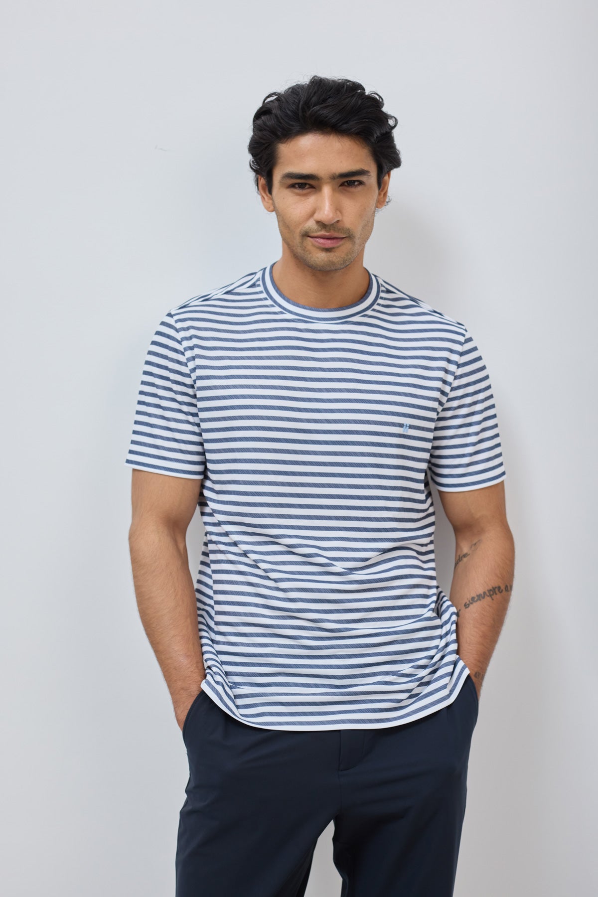Men's blue striped t-shirt
