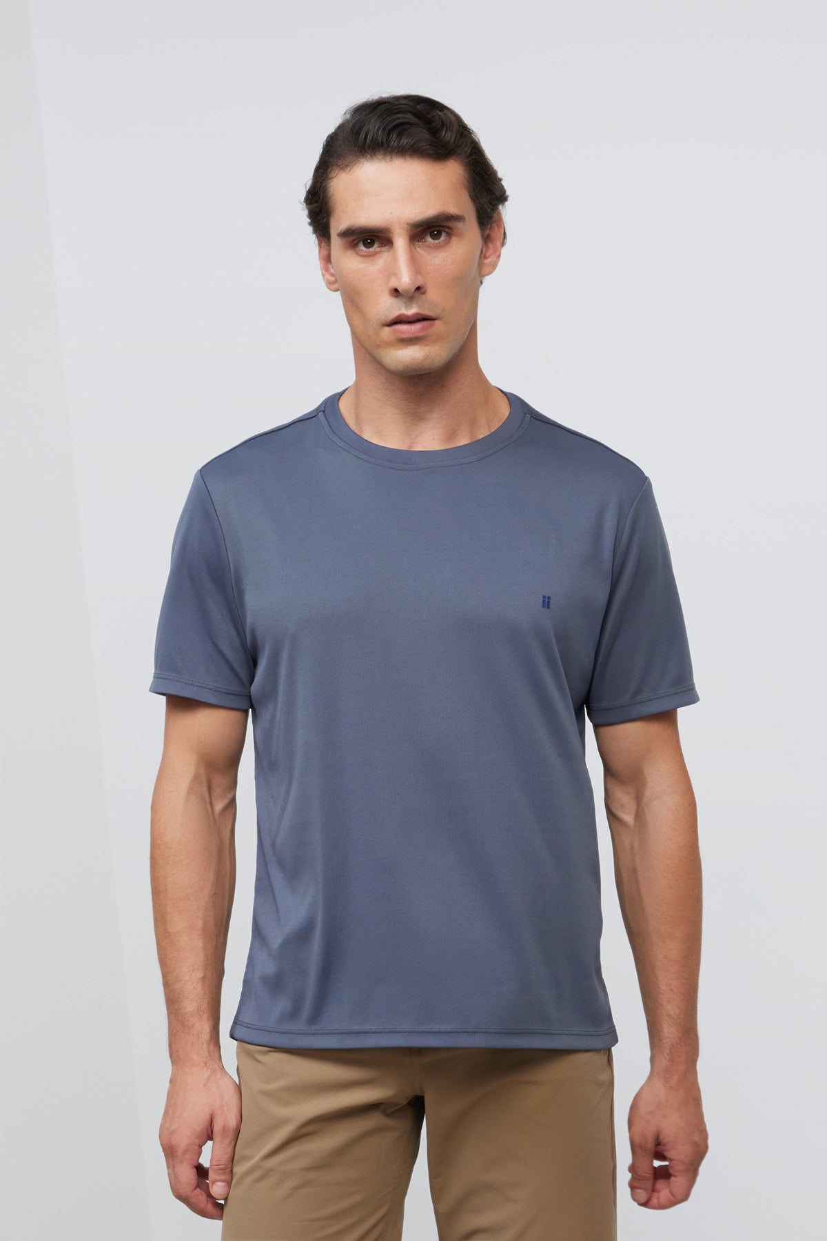 Camiseta hombre cuello redondo azul medio Soft