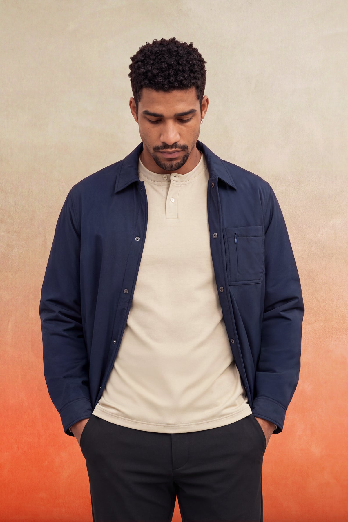 Chaqueta acolchada hombre azul marino