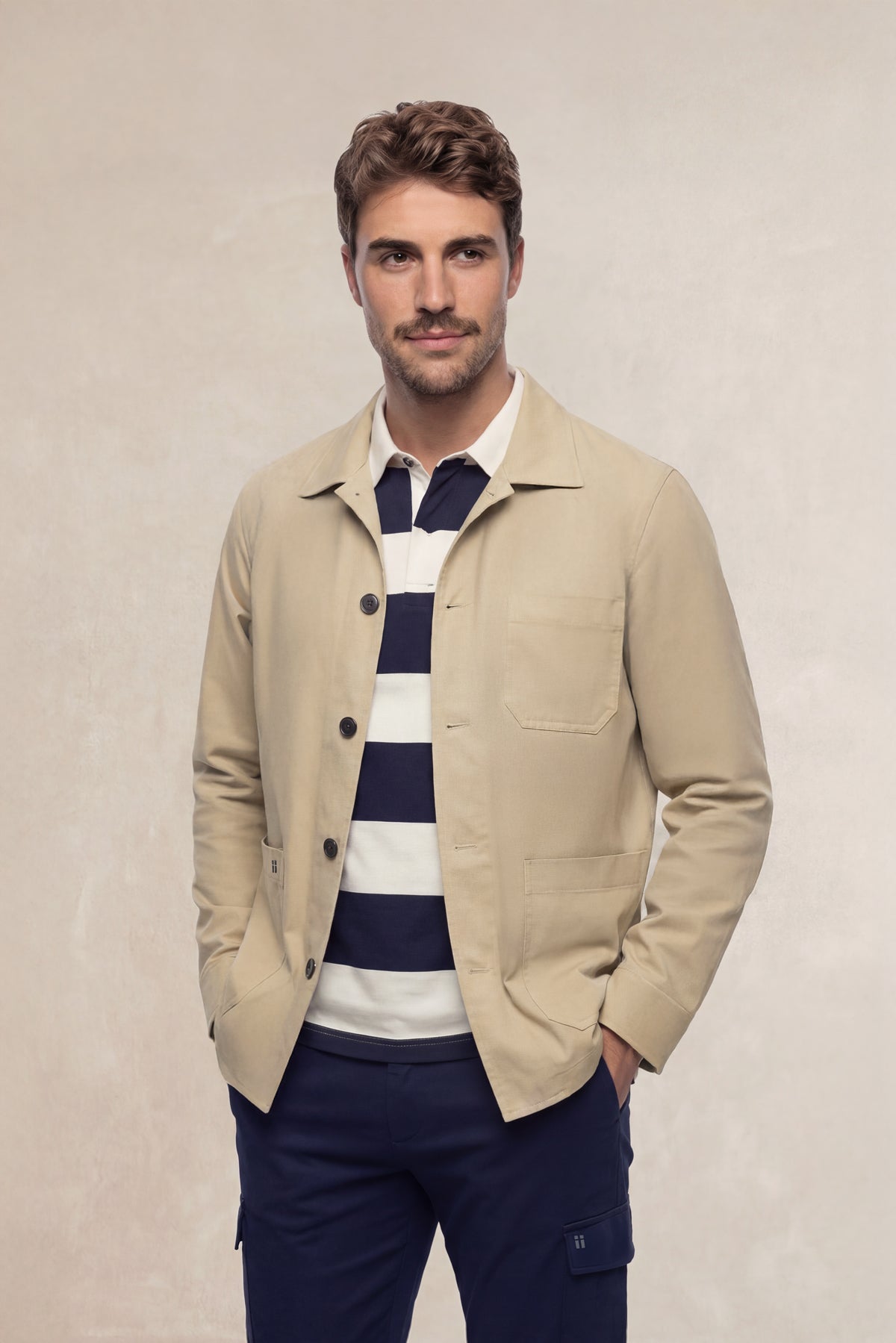 Beige work jacket for men