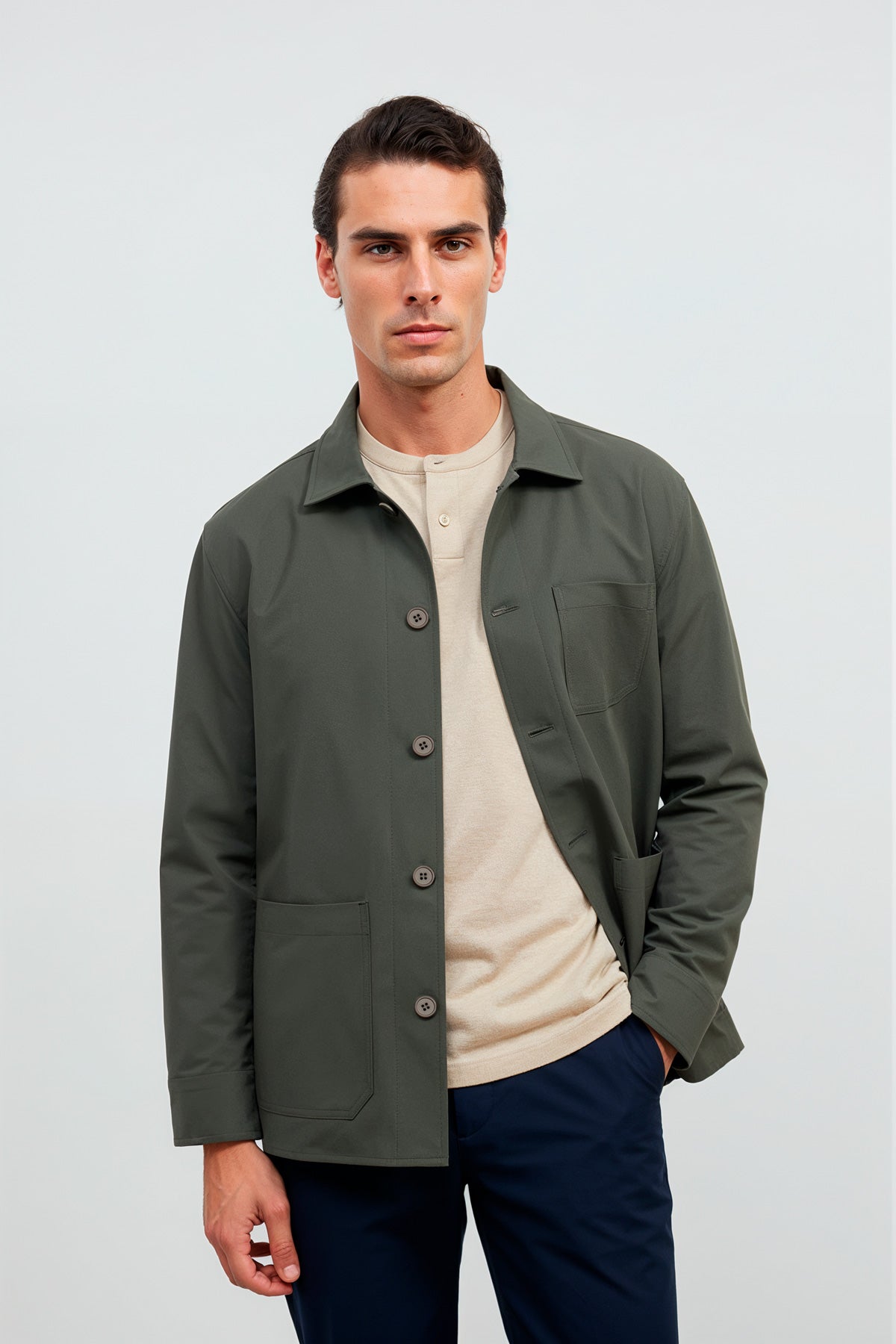 chaqueta worker verde nova plano medio abierta 