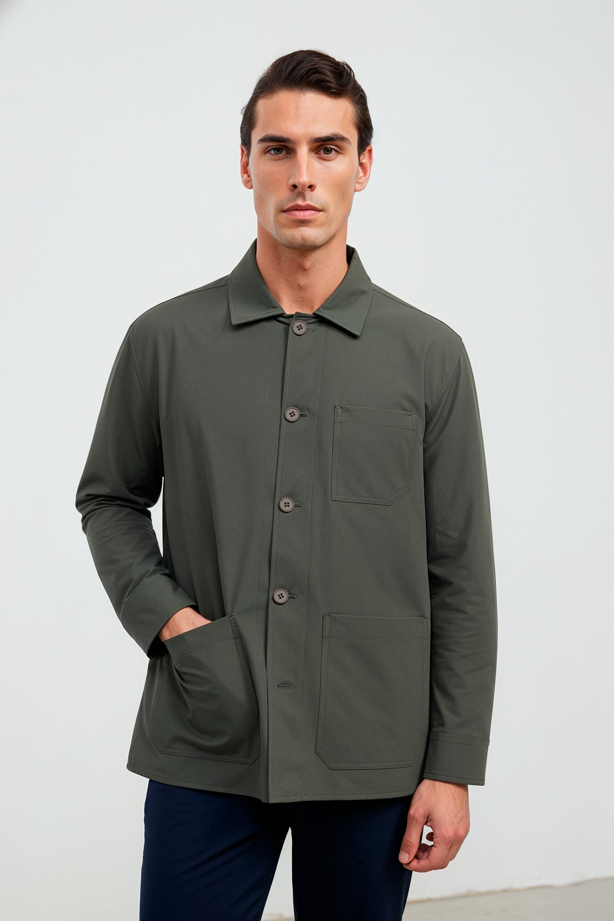 chaqueta worker verde nova plano medio cerrada 