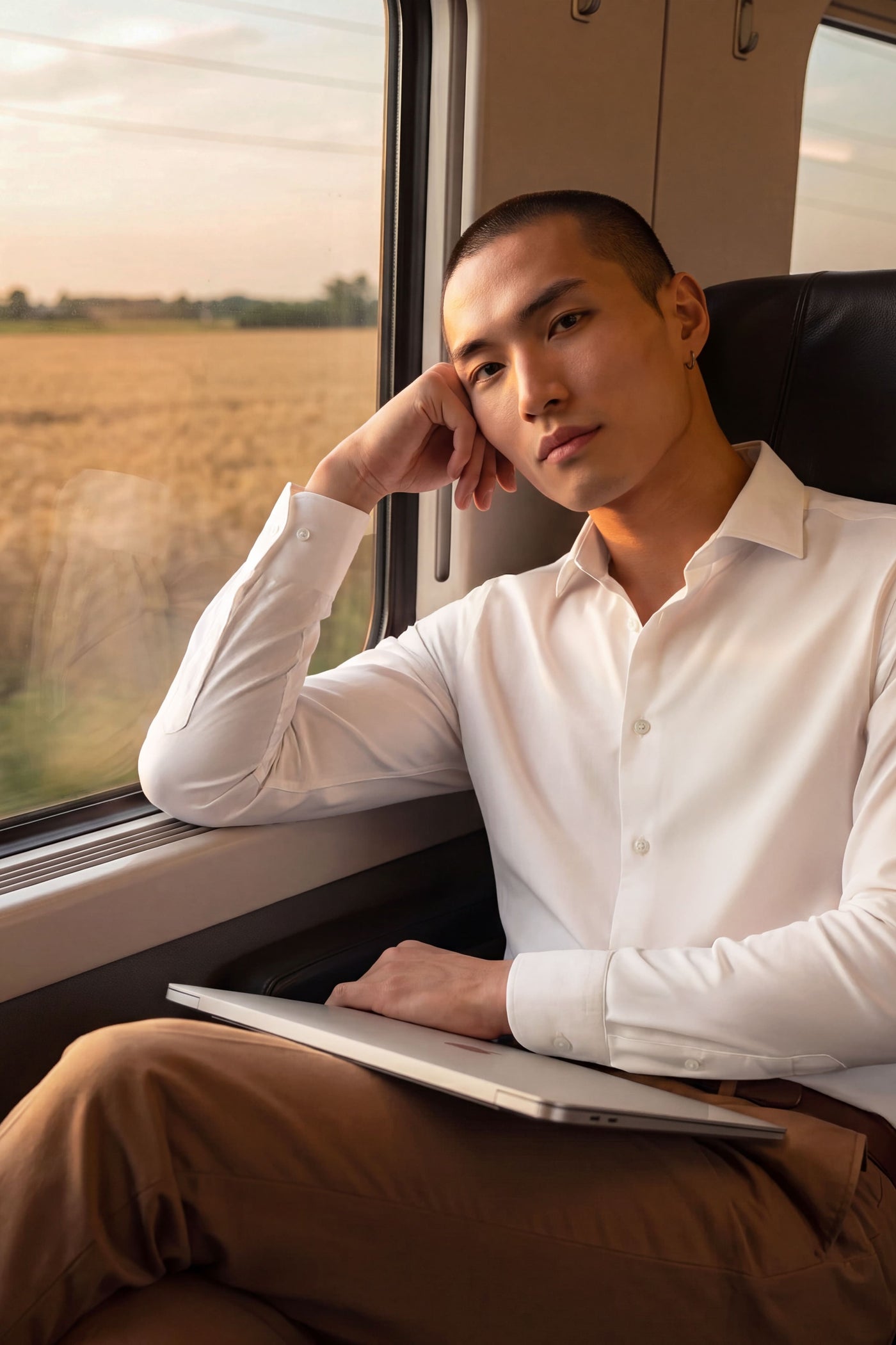 Men's regular fit white dress shirt
