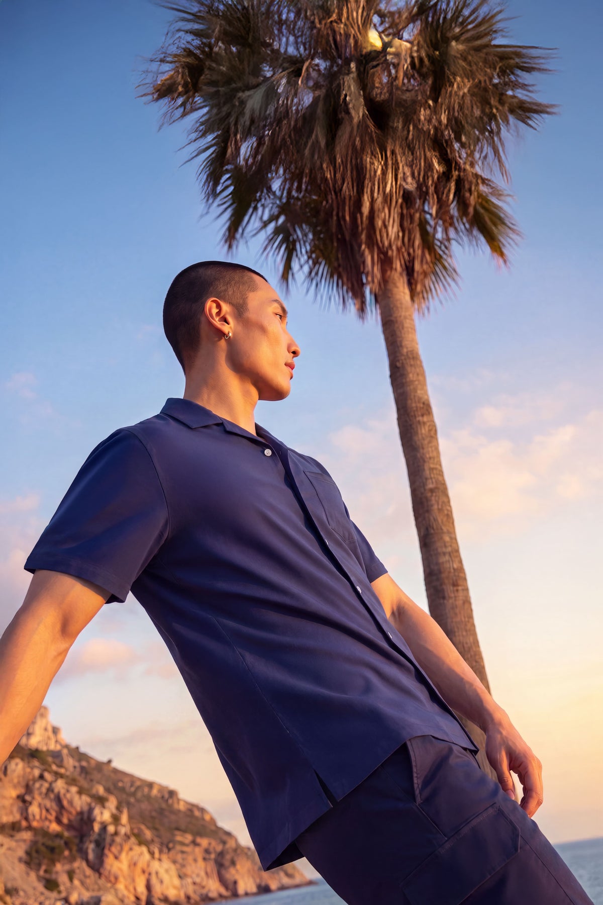 Camisa bowling ICE azul navy manga corta hombre