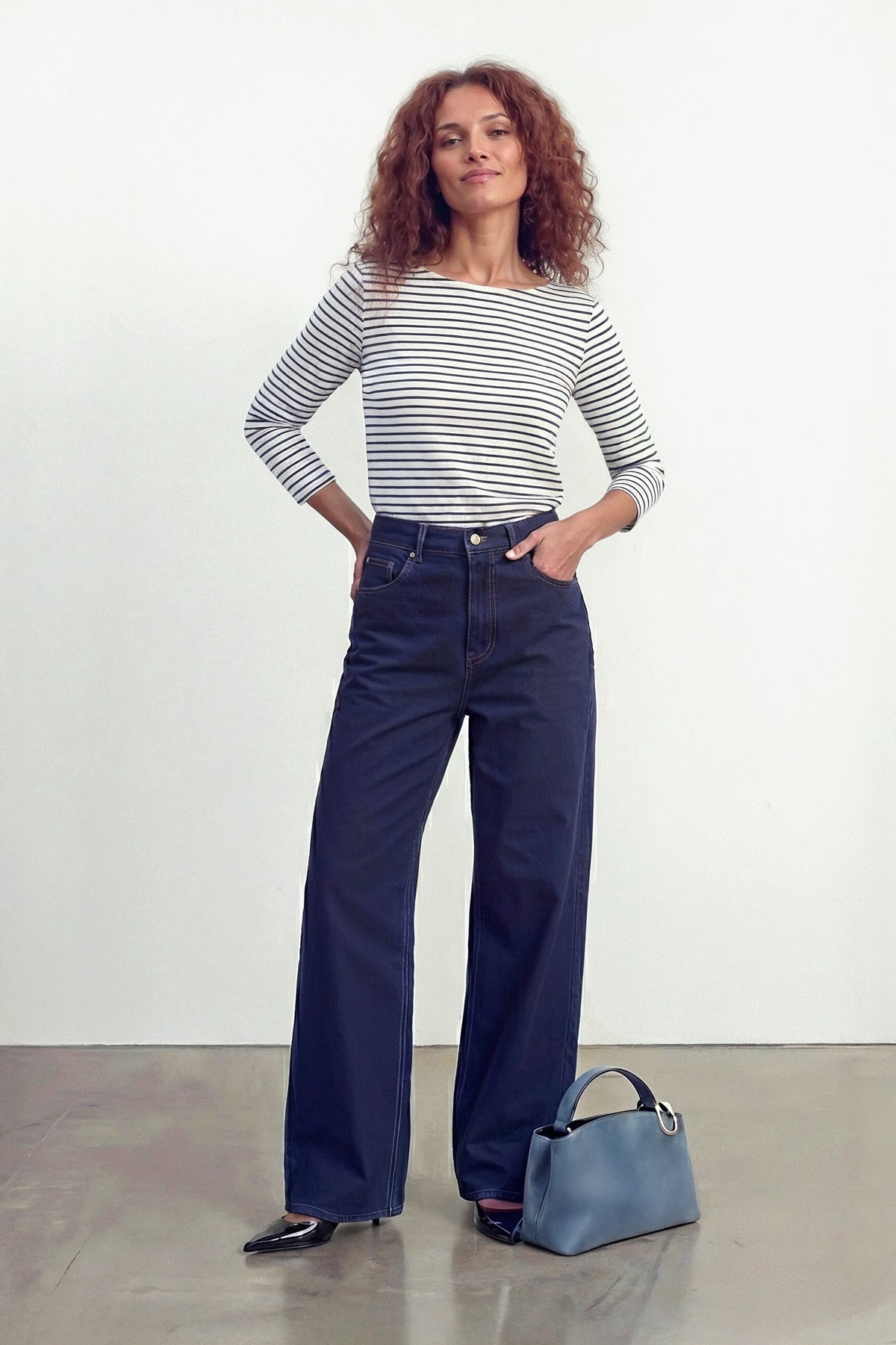 Camiseta cuello barco raya azul