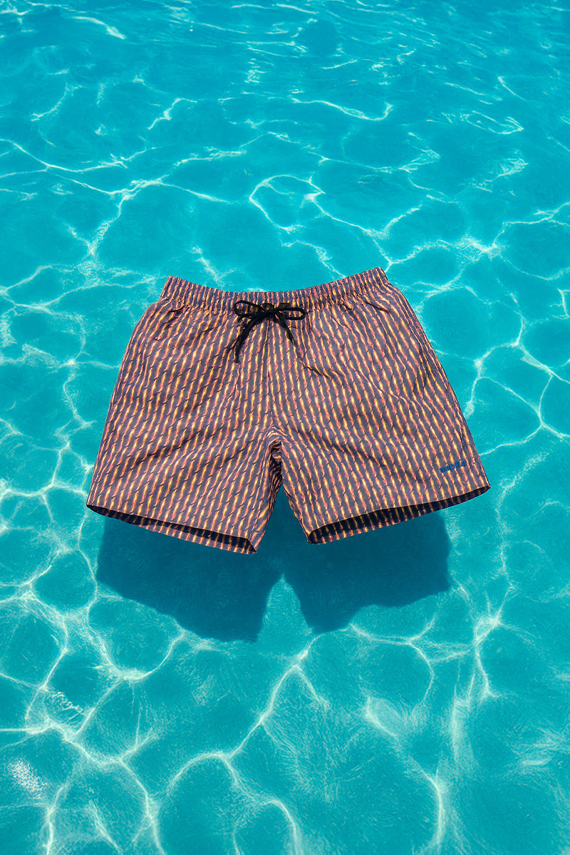 Spiral print swim shorts