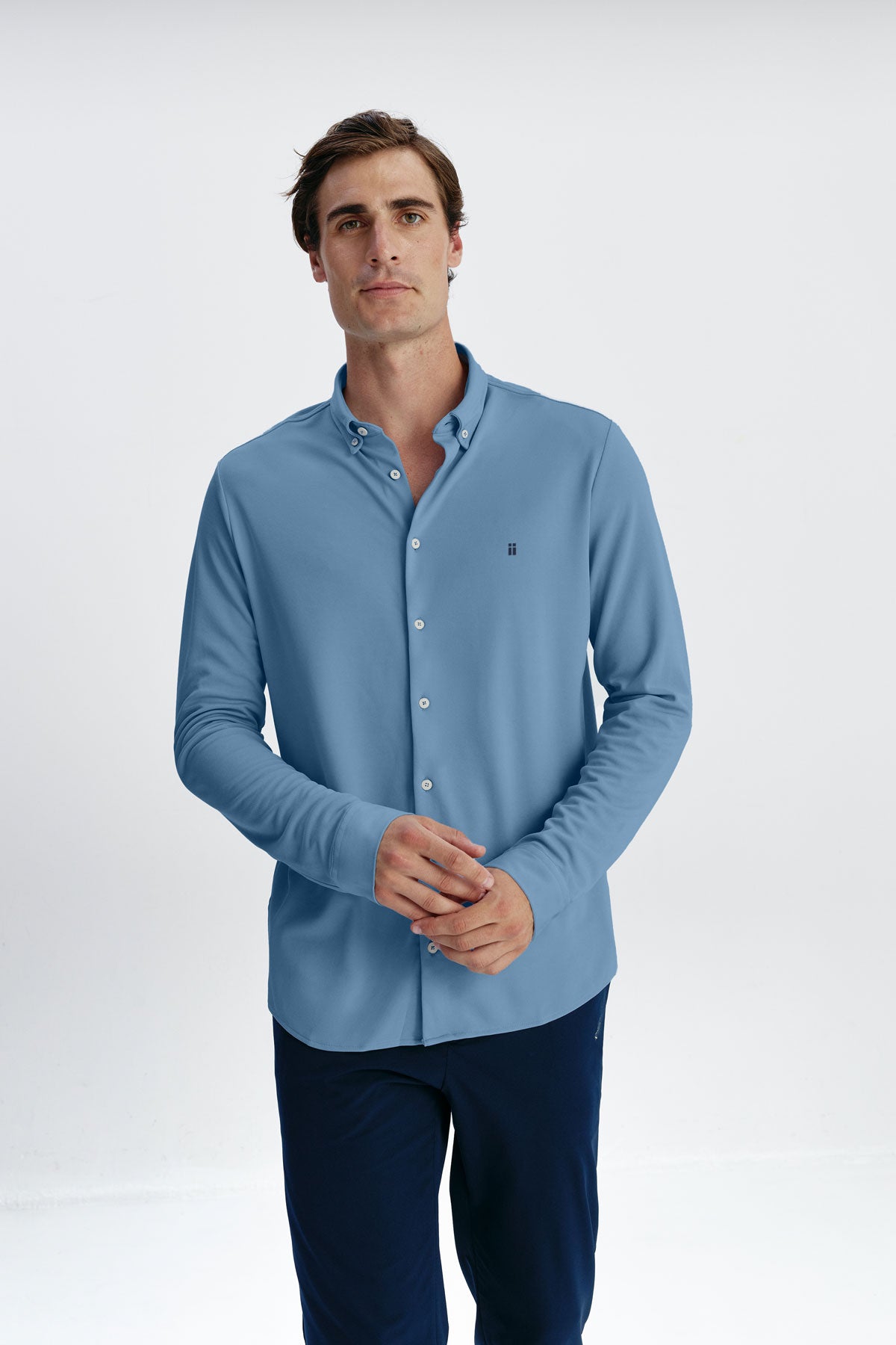 camisa azul jacaranda hombre regular frente