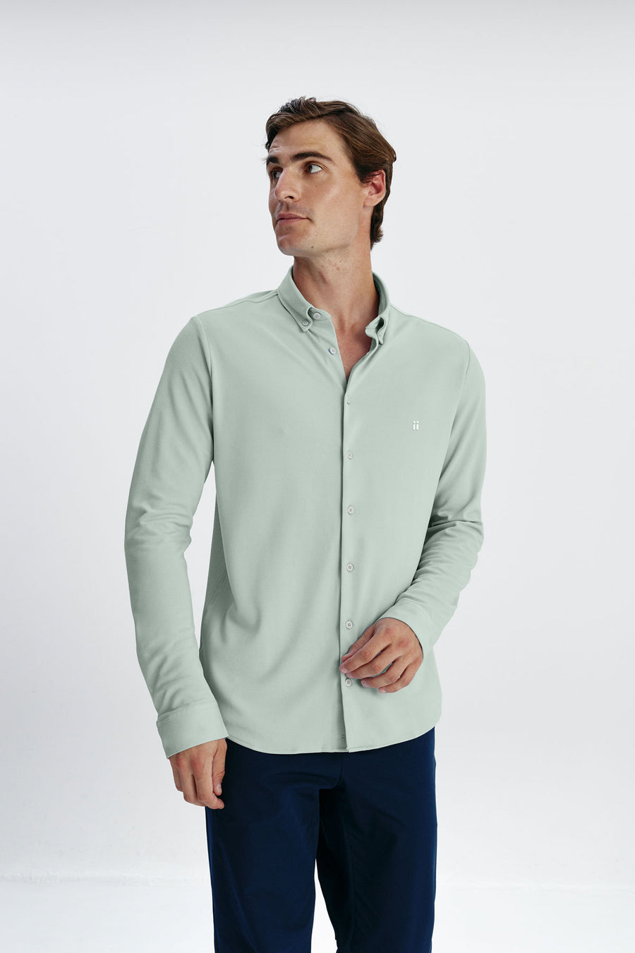 camisa verde hombre regular frente