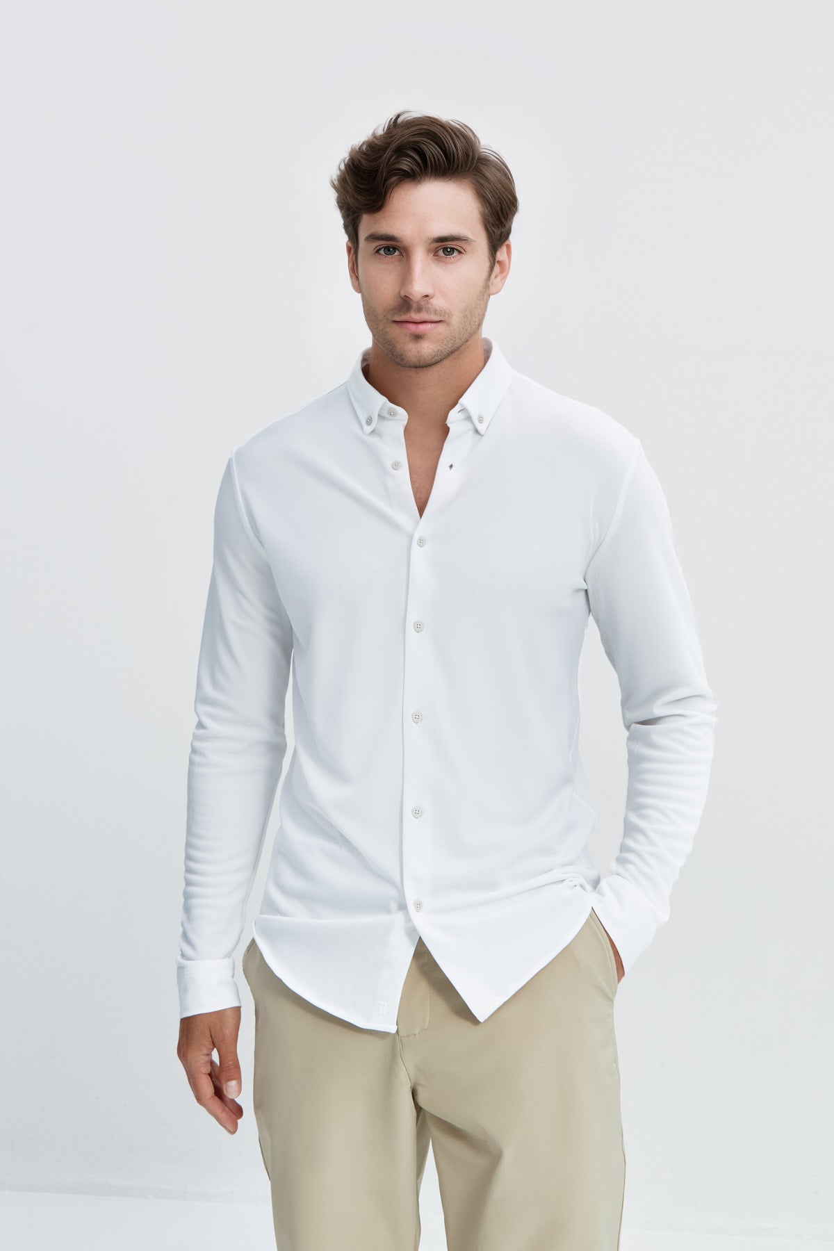 Camisa casual  hombre blanca medium