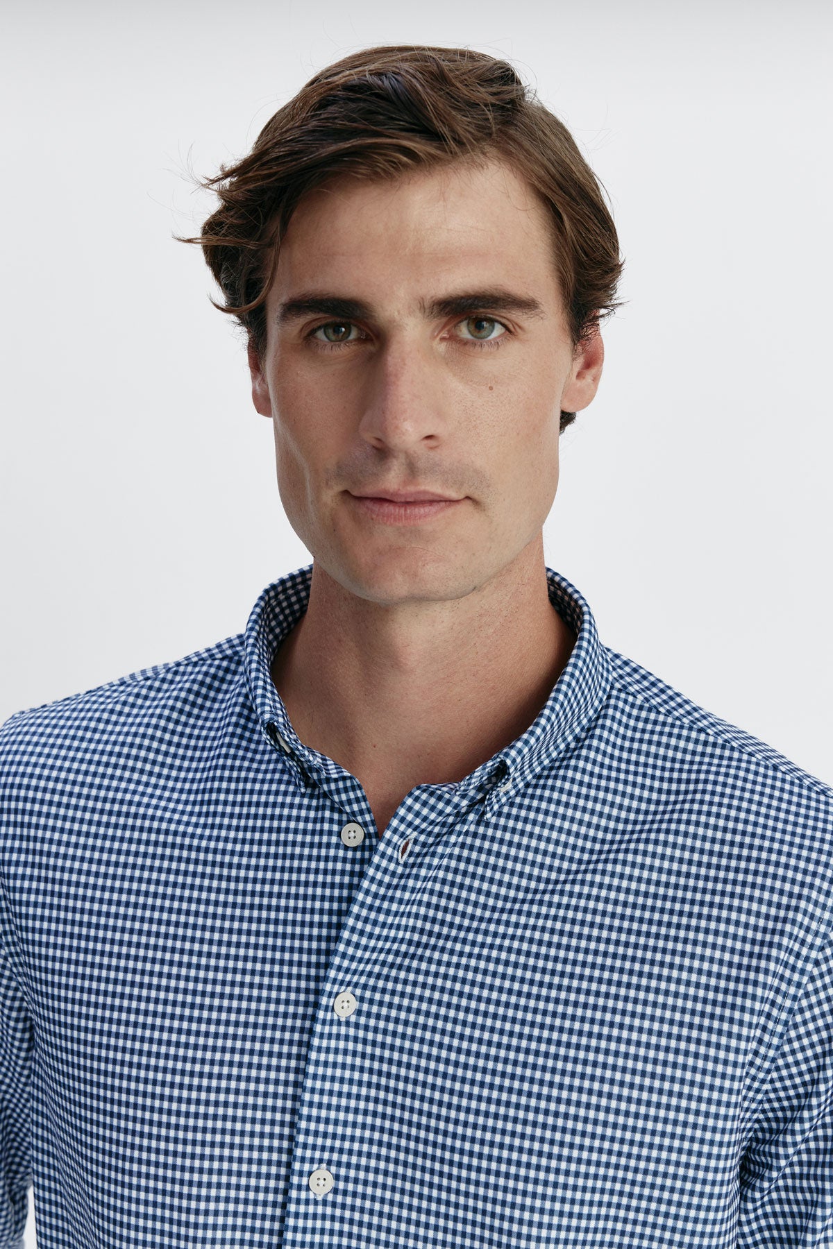 Camisa casual masculina de algodão azul marinho regular