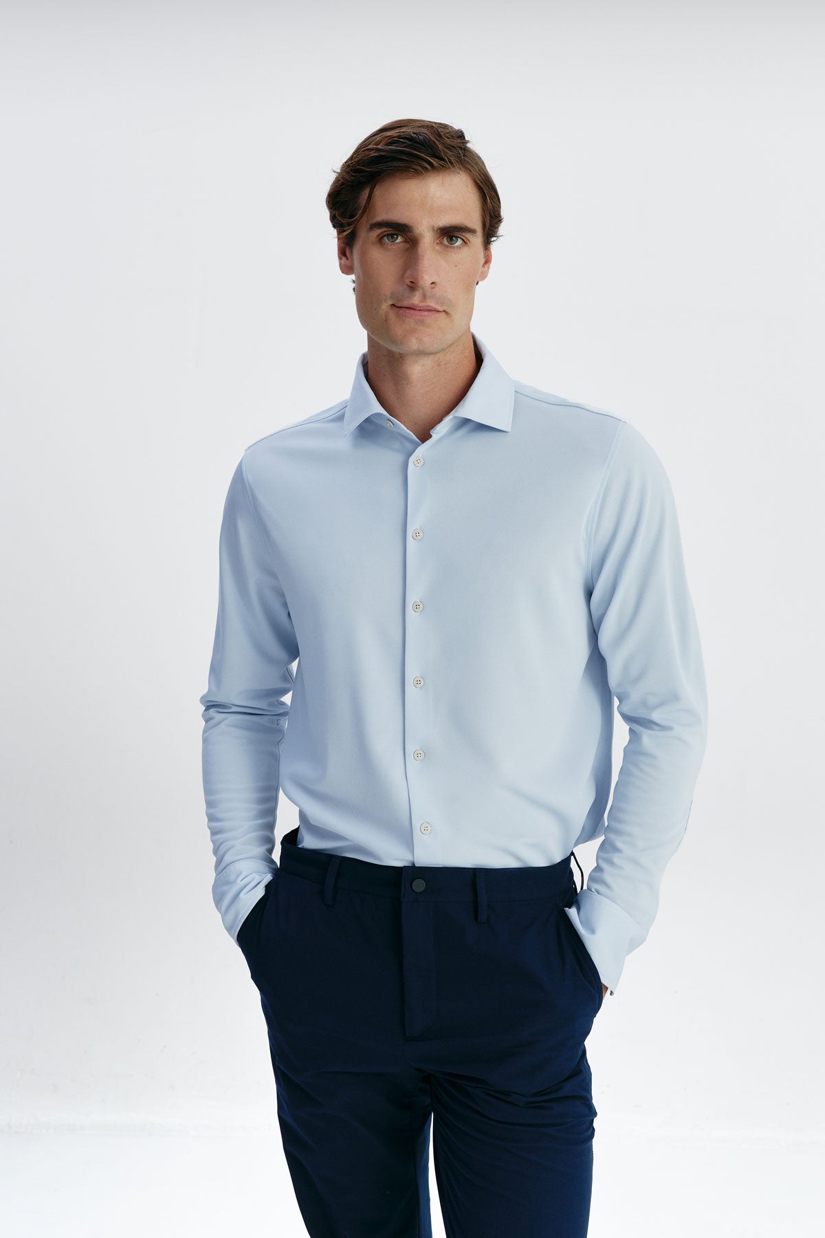 Camisa formal hombre azul celeste regular