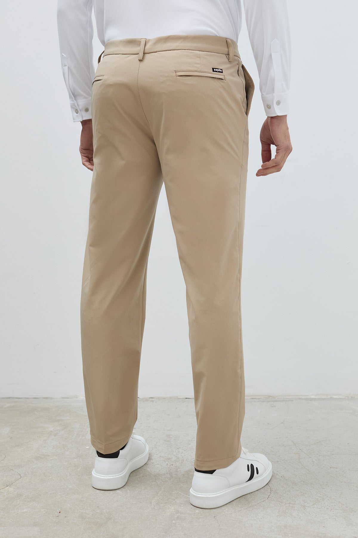 Men's Nova beige slim fit trousers