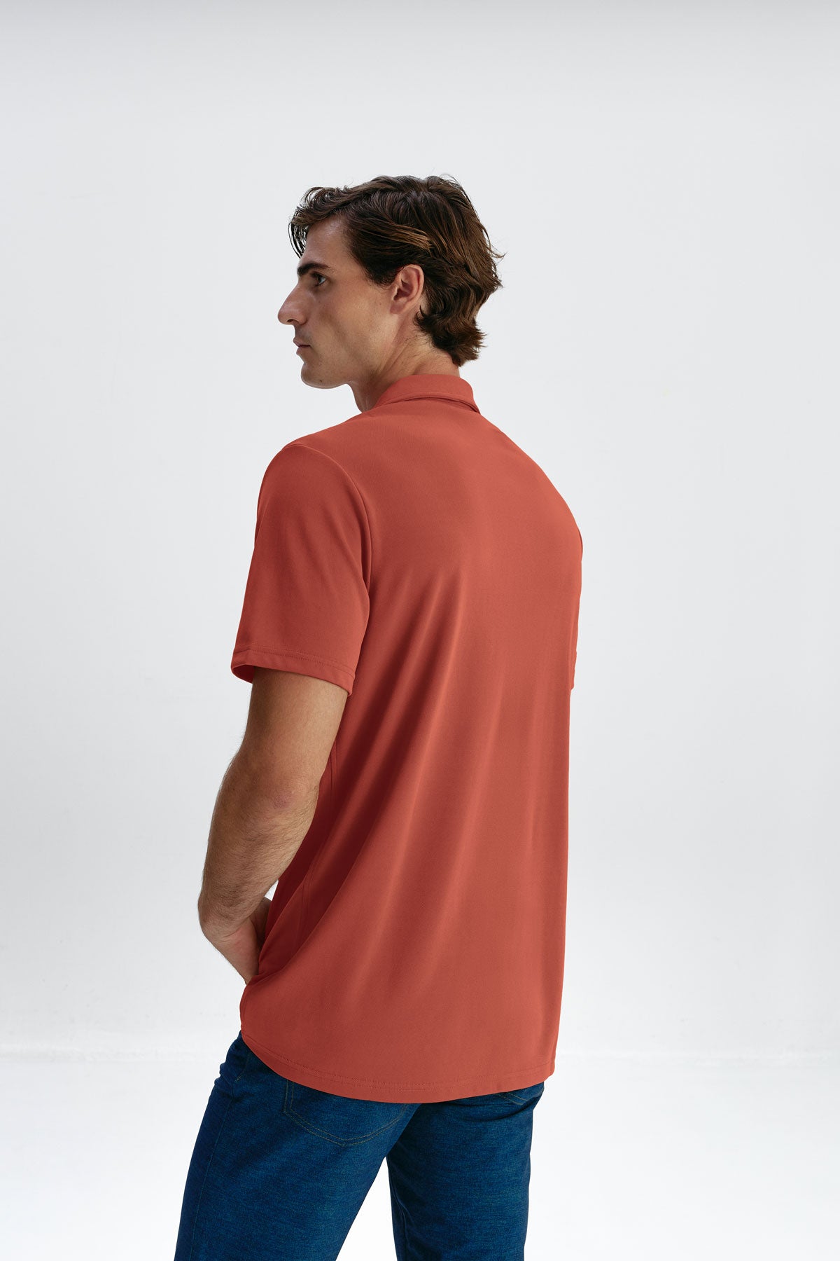 Men's short-sleeved polo shirt amber brick