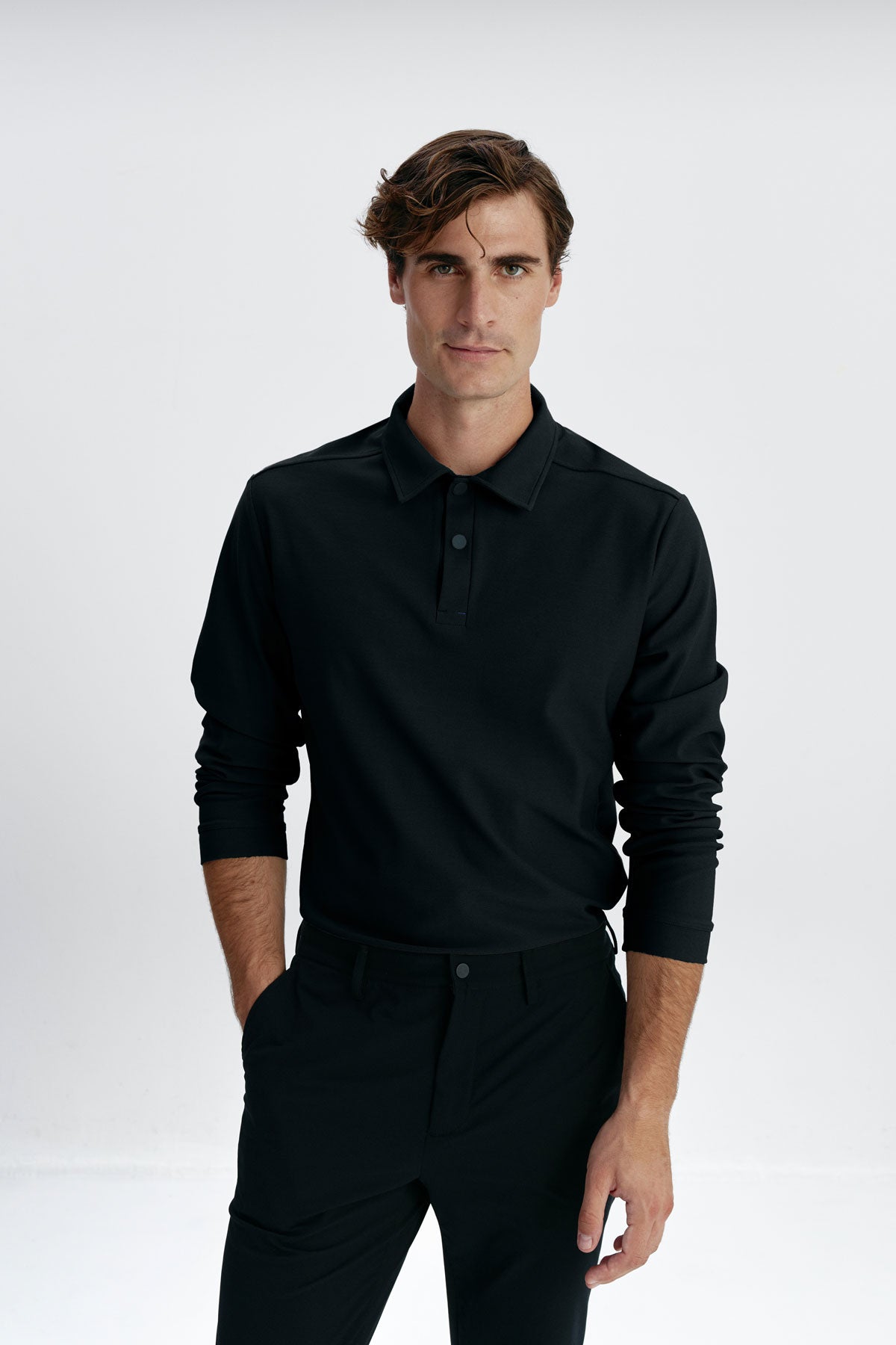 Polo de hombre manga larga negro Ranger