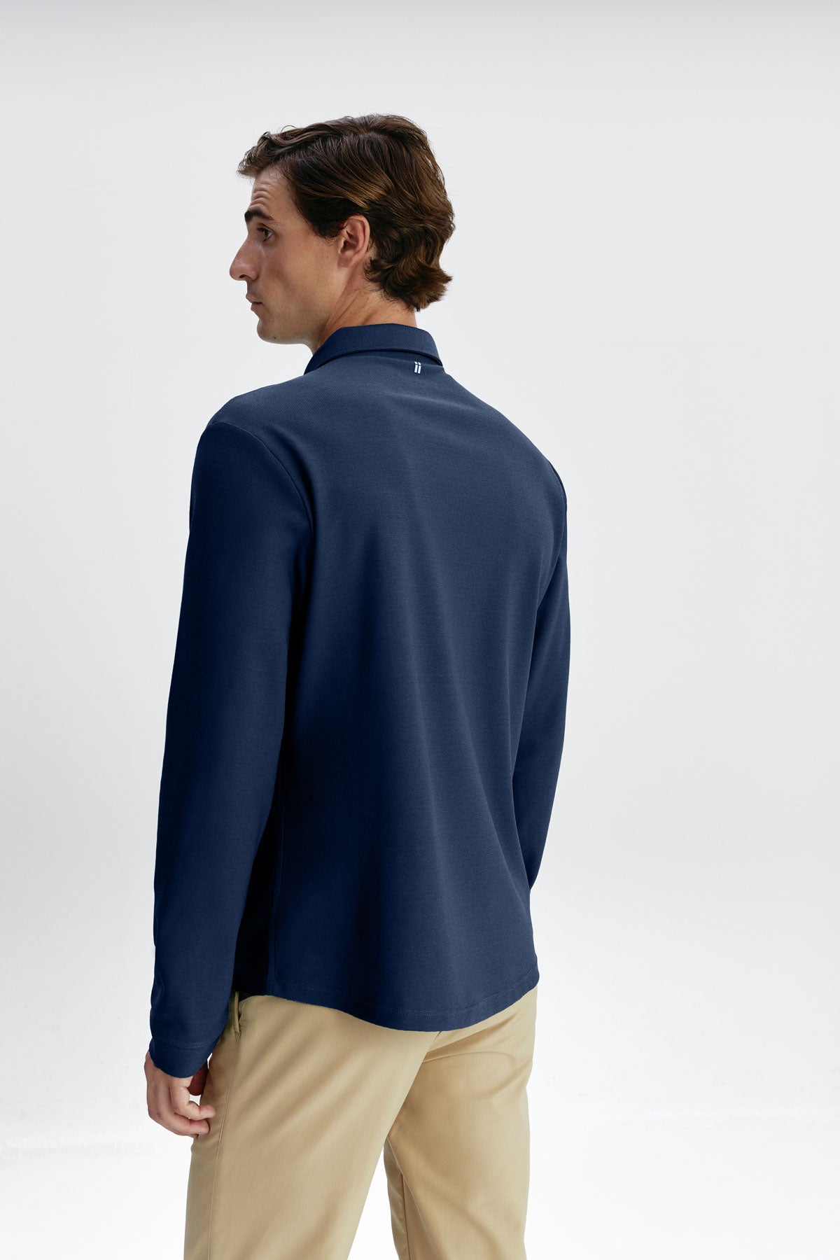 Men's long sleeve polo shirt in sapphire blue Ranger