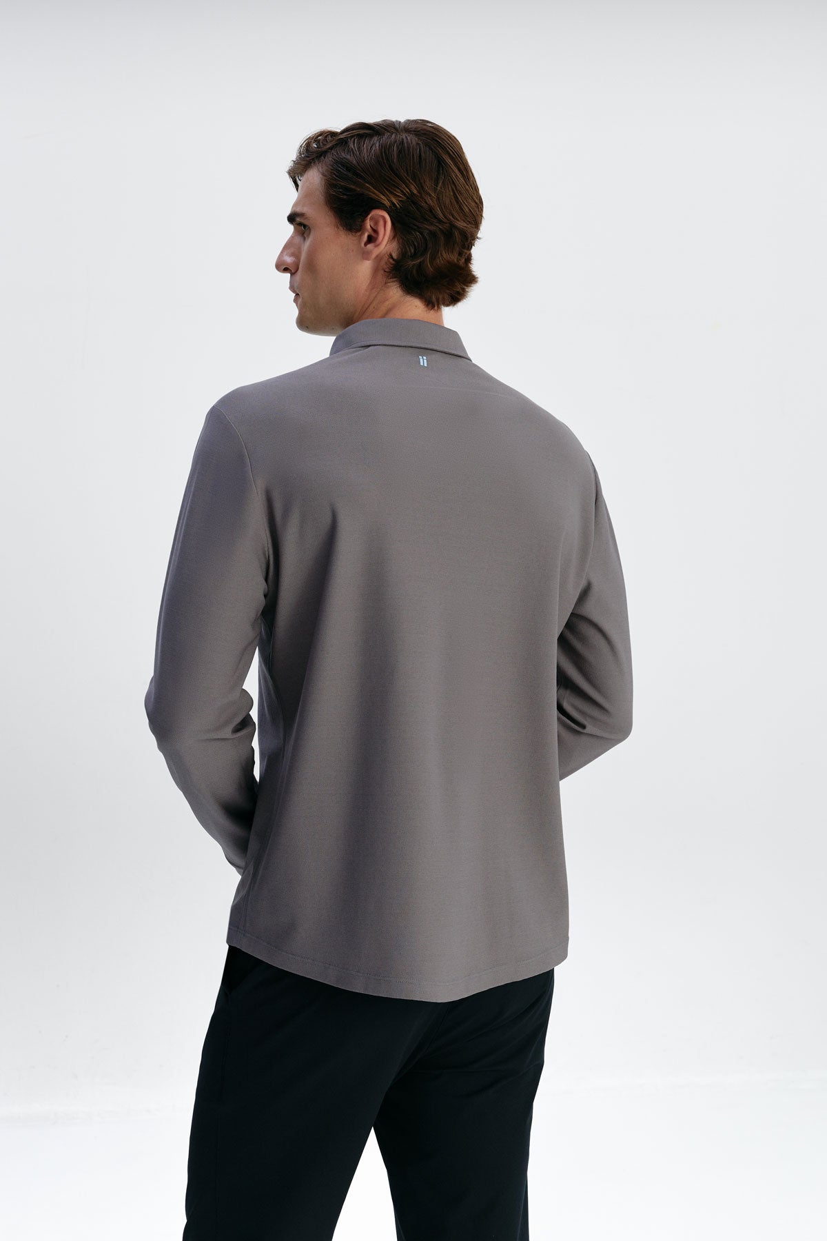 Men's long sleeve polo shirt, volcano grey Ranger