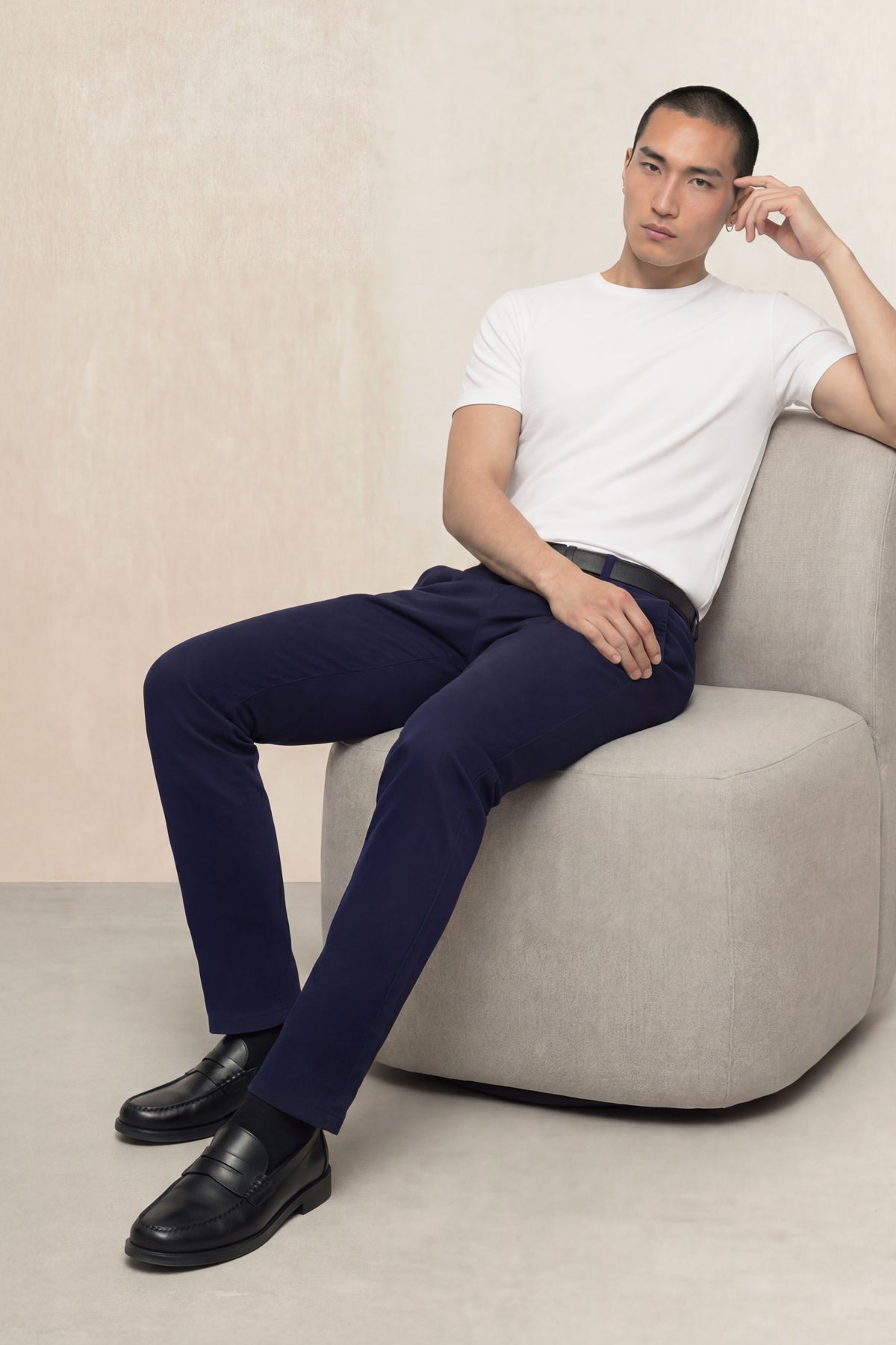 Calça chino Nova slim fit azul marinho homem