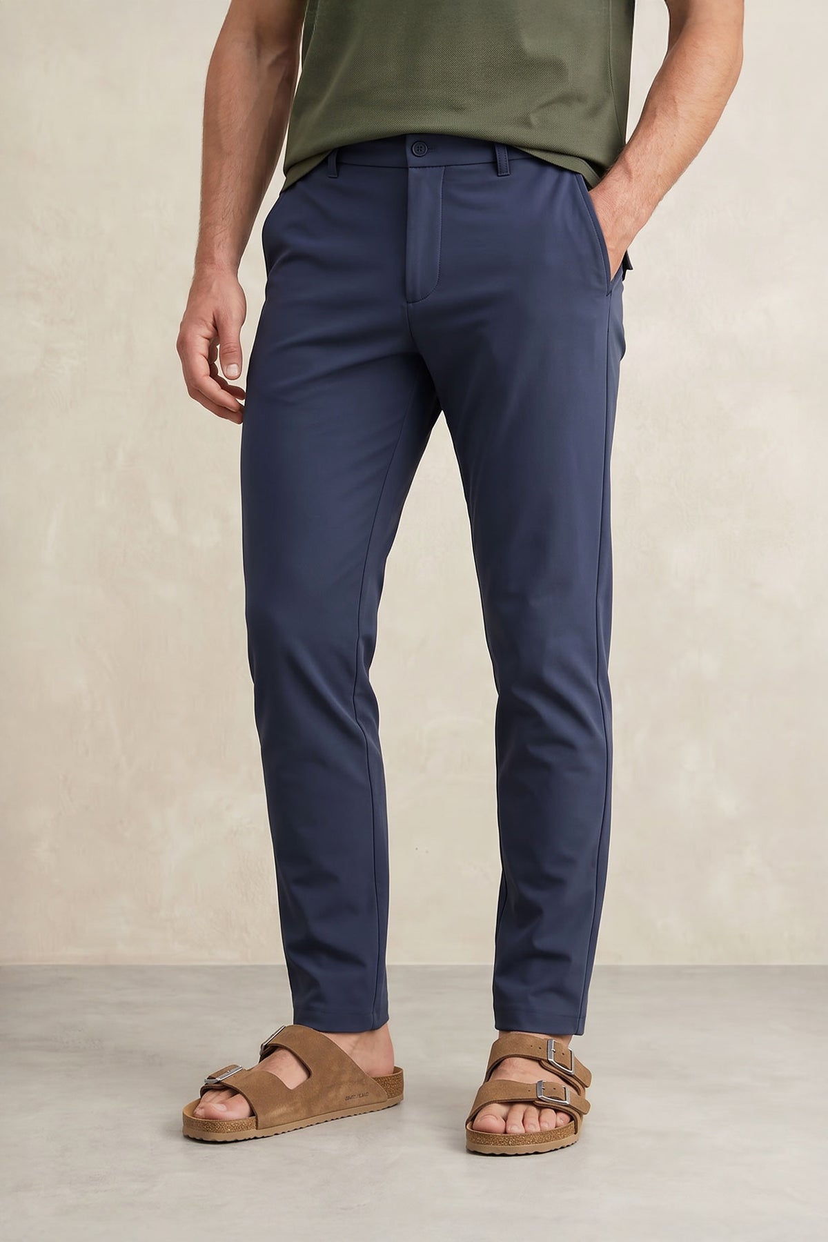 Pantalon chino hombre azul medio slim Nova